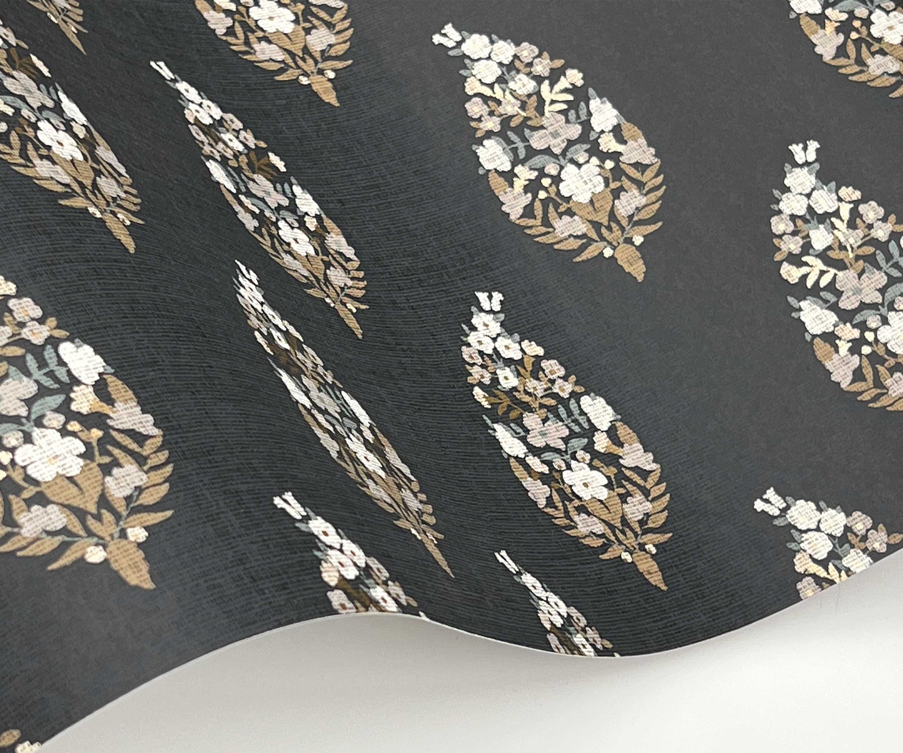 Paisley Wallpaper Sample - Black - Image 2