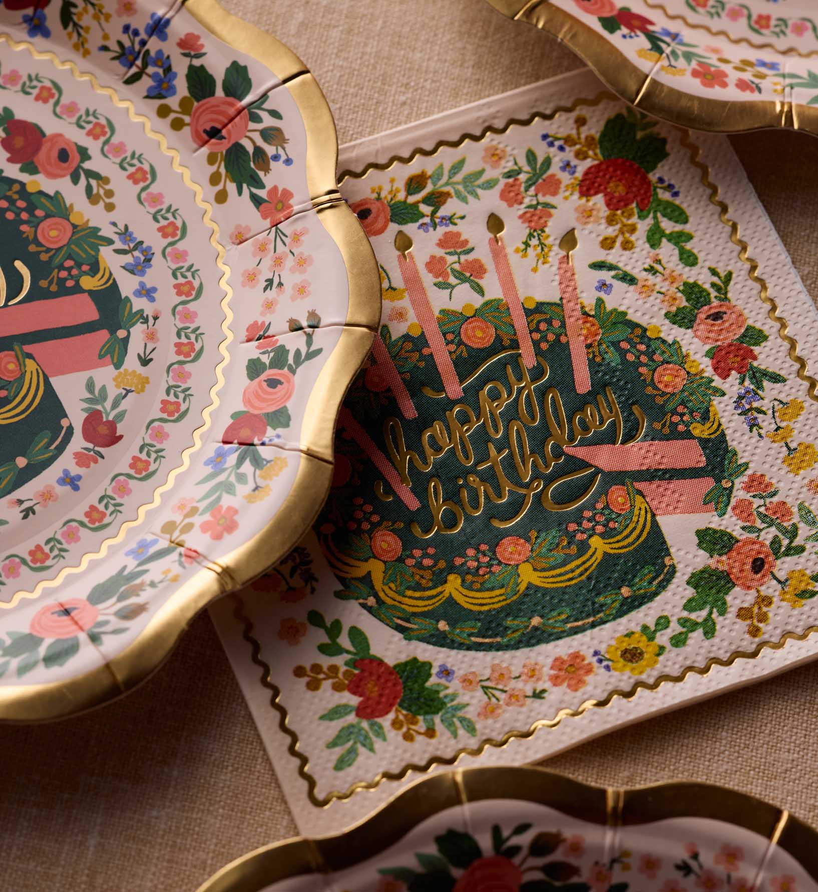 Paper Cocktail Napkins - Floral Cake - Image 2