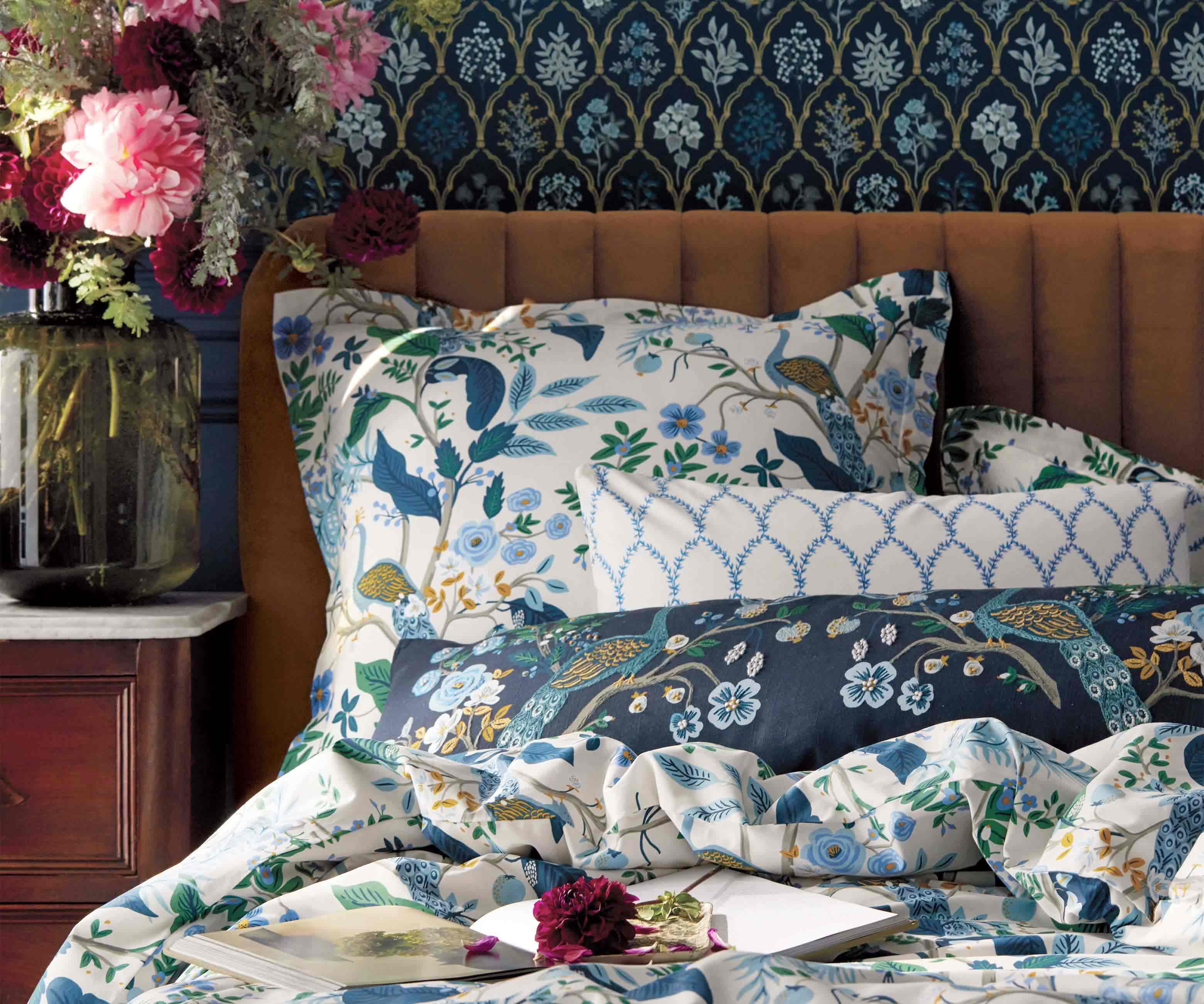 Embroidered Lumbar Pillow Cover - Peacock - Image 3