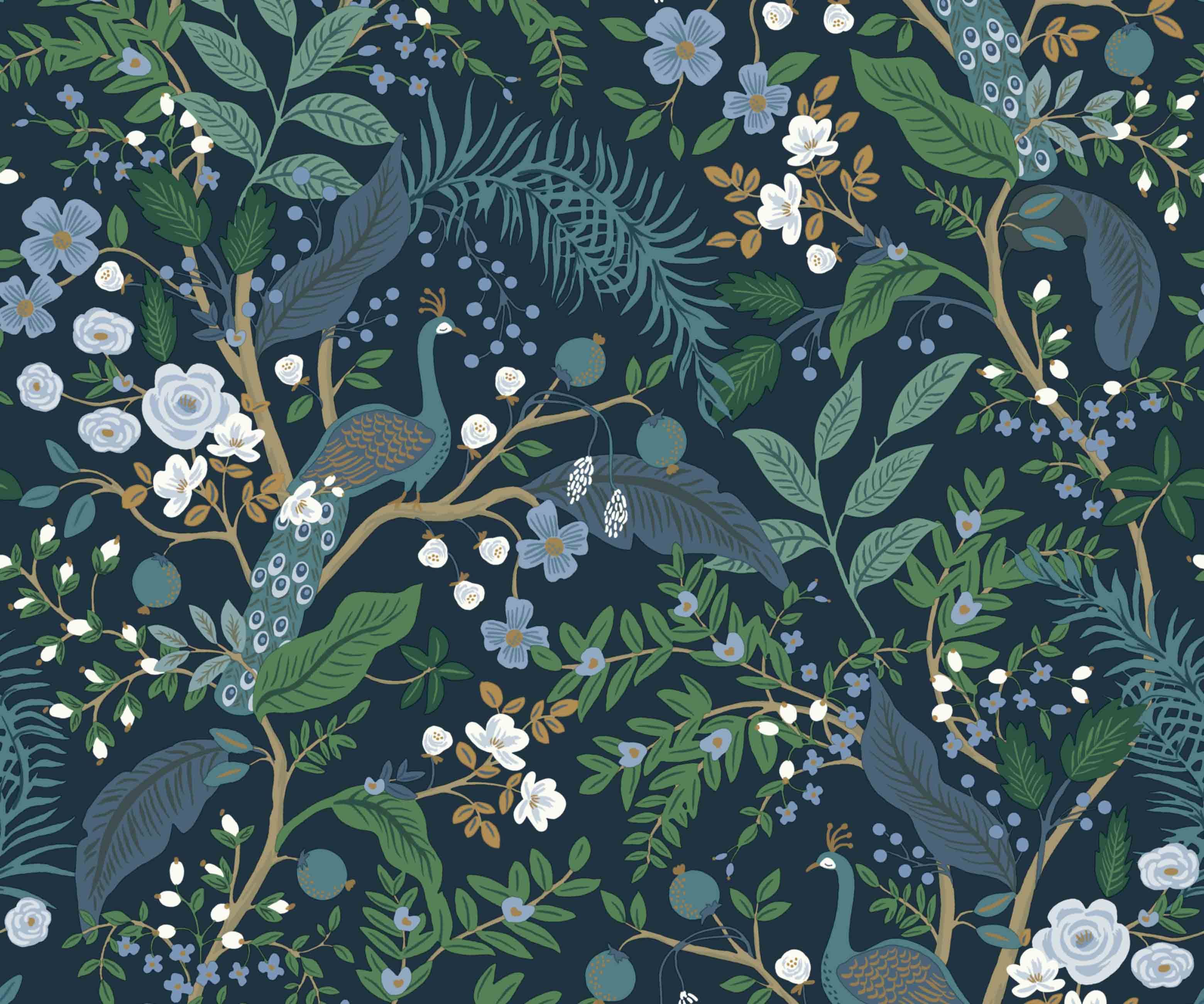 Peacock Garden Peel & Stick Wallpaper - Navy - Image 3