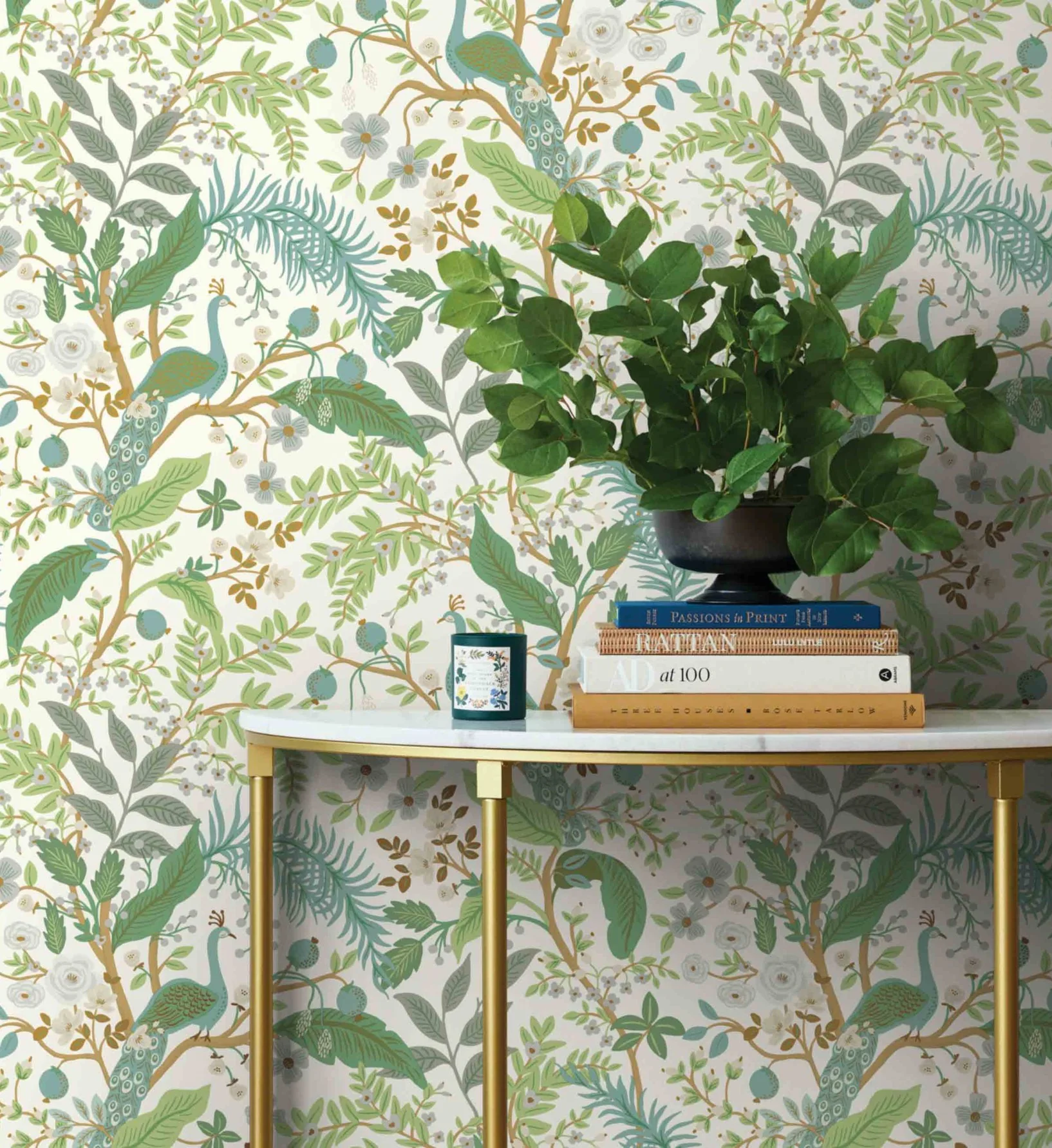 Peacock Garden Peel & Stick Wallpaper - White - Image 2