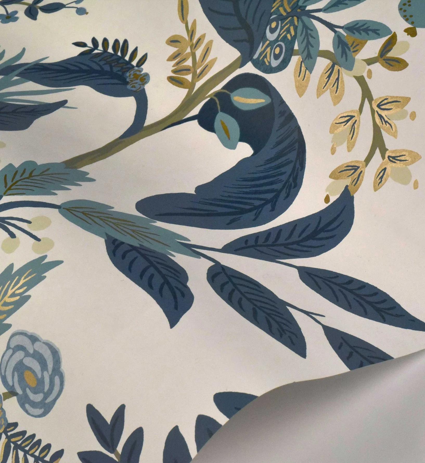 Peacock Wallpaper - Blue & White - Image 4