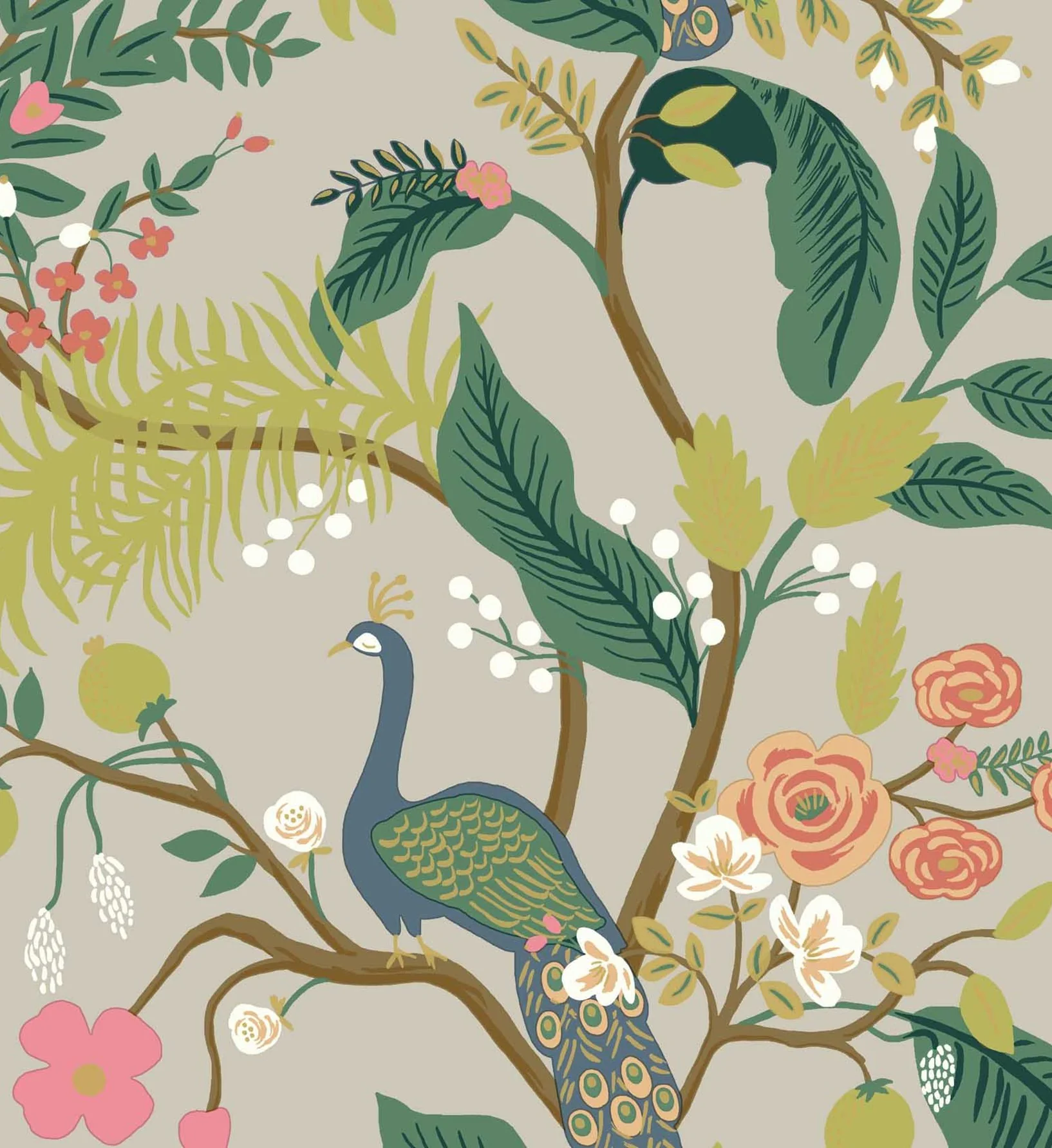 Peacock Wallpaper - Linen - Image 3