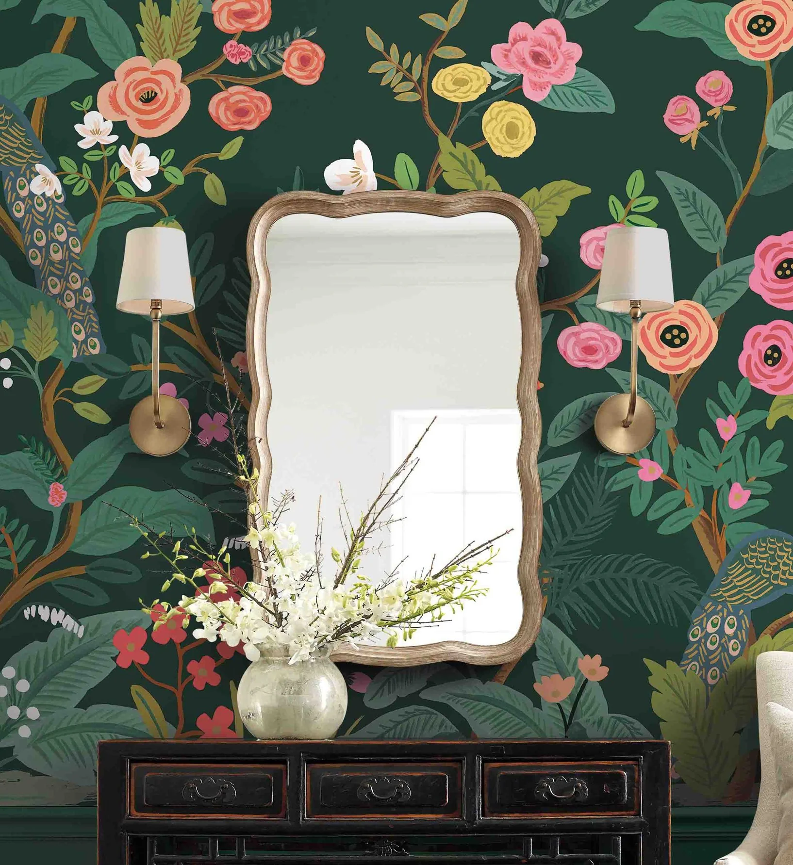 Peacock Wallpaper Mural - Emerald - Image 2