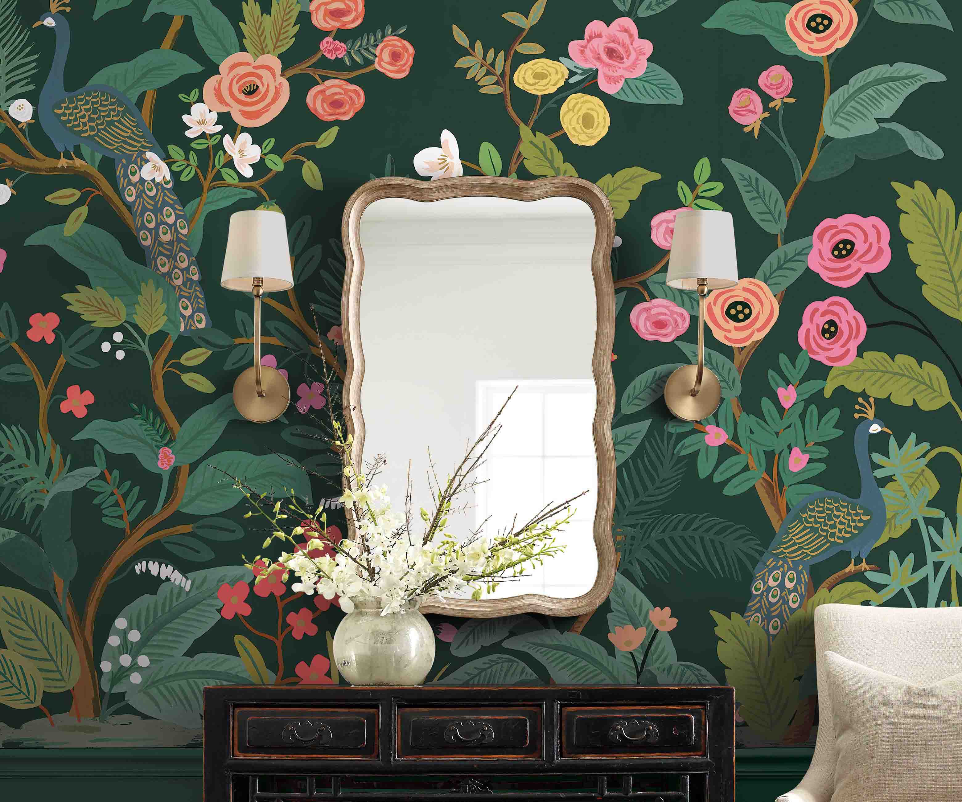 Peacock Wallpaper Mural Sample - Emerald - Image 2