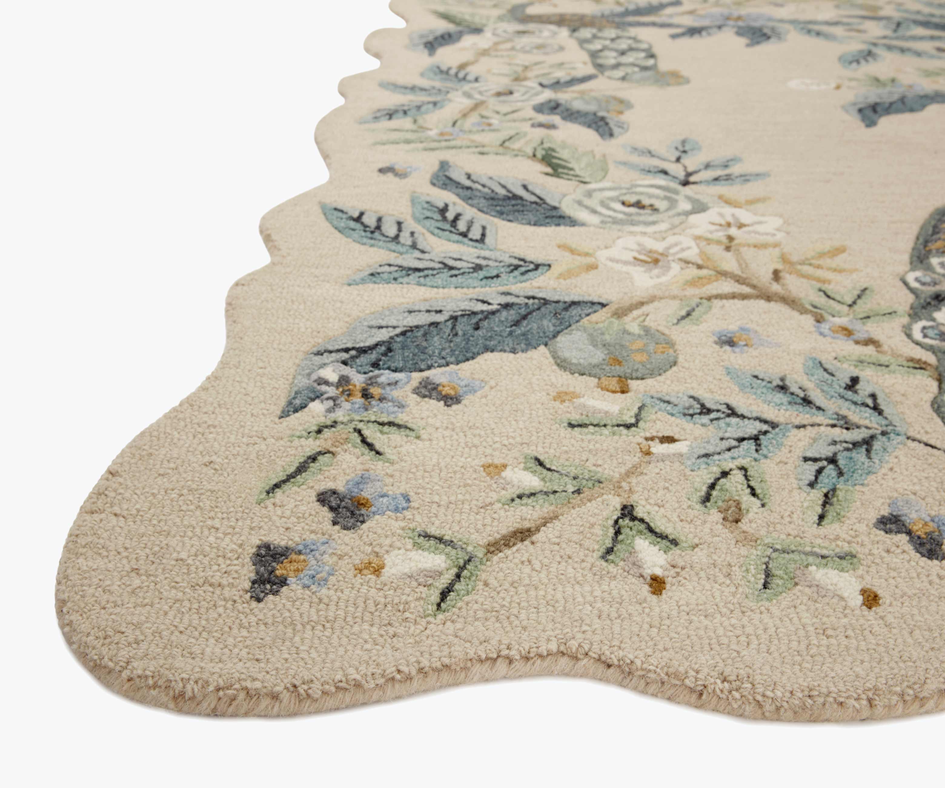 Peacock Wool-Hooked Rug - Blue - Image 3