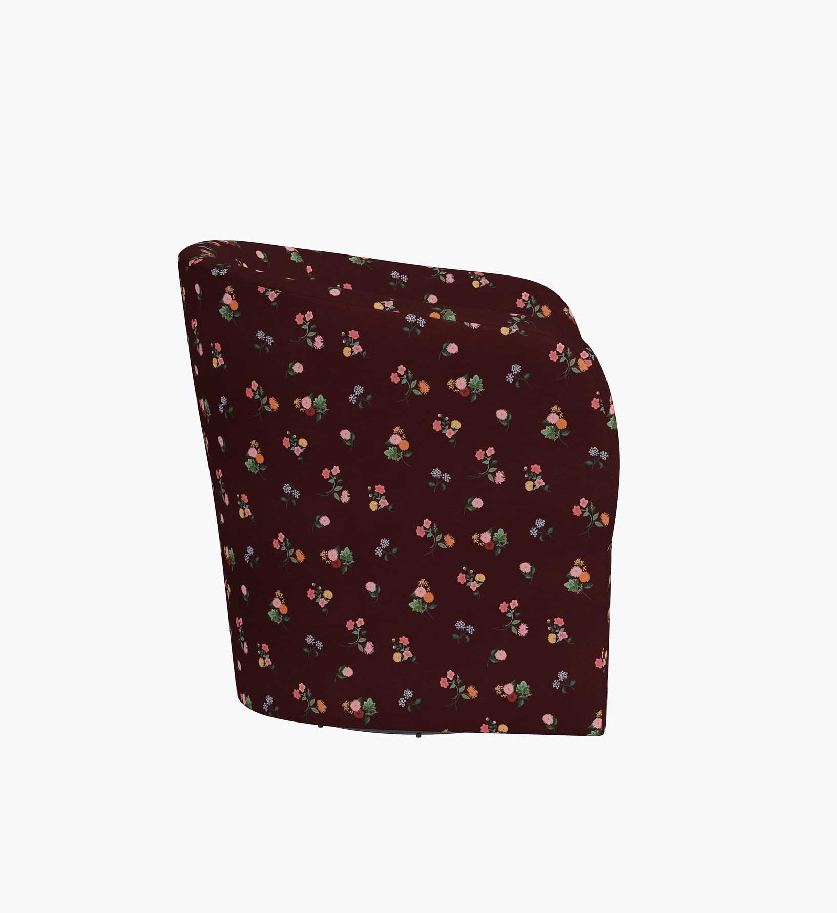 Pembroke Swivel Chair - Ditsy Dahlia Burgundy - Image 4