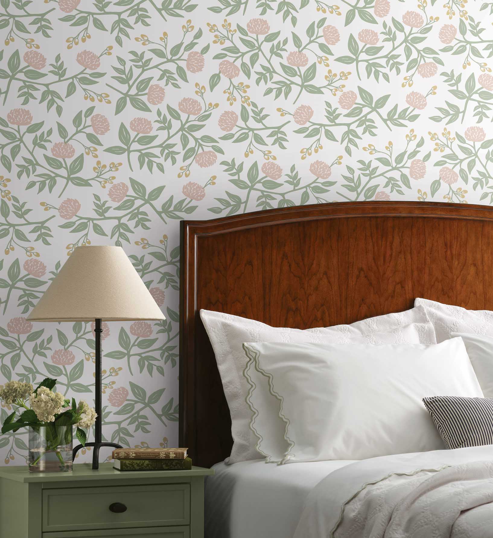 Peonies Peel & Stick Wallpaper Sample - Blush - Image 2