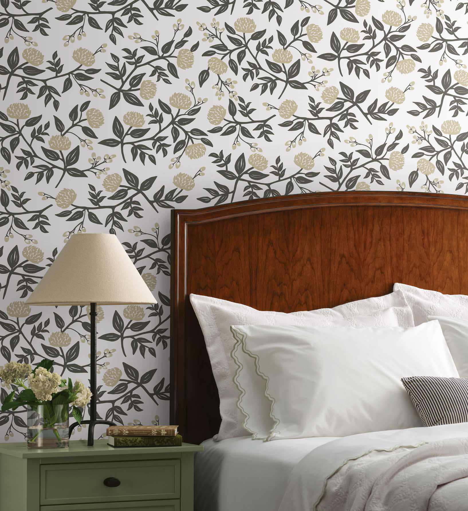 Peonies Peel & Stick Wallpaper Sample - White - Image 2