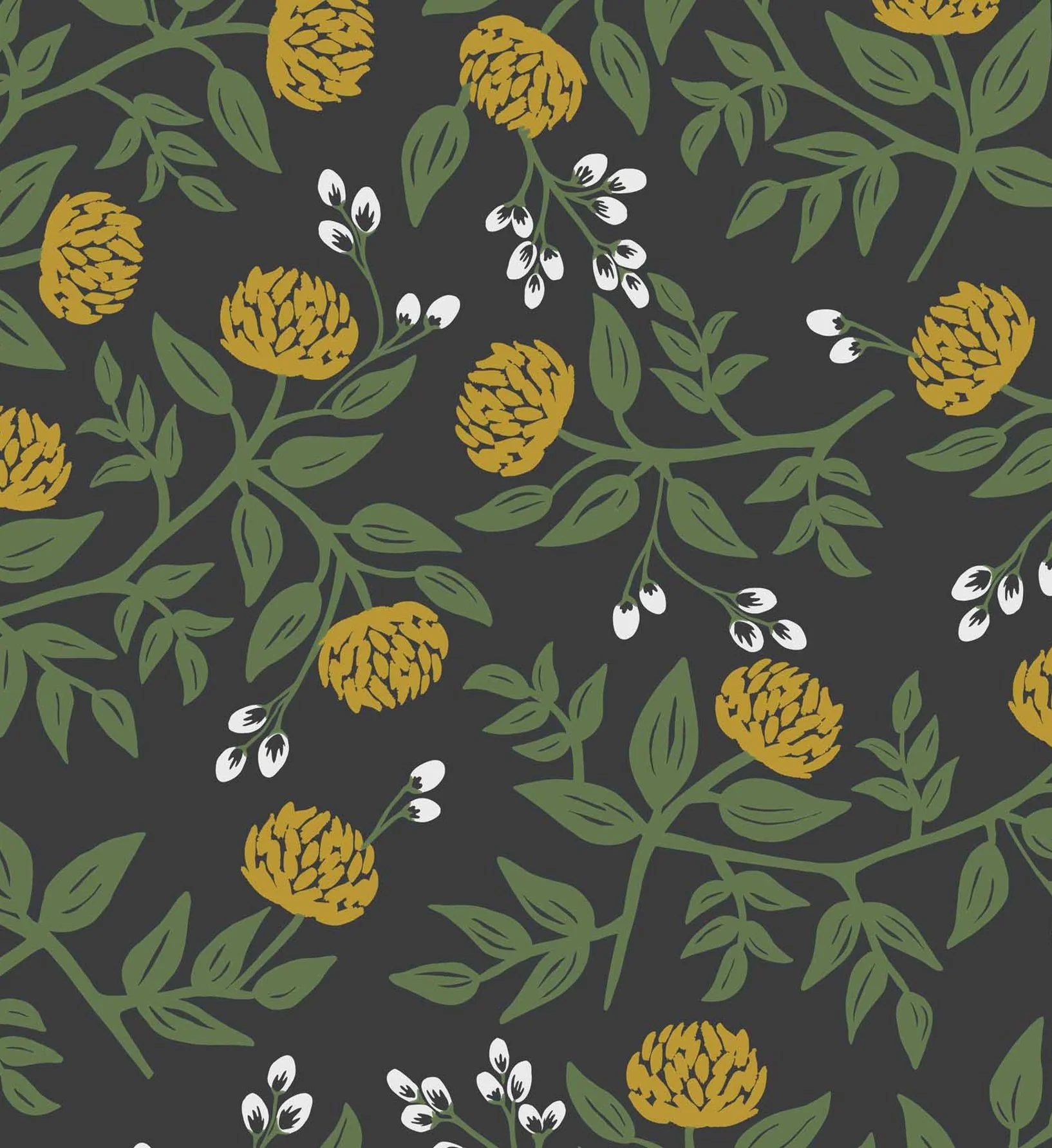 Peonies Wallpaper - Black & Metallic Gold - Image 3