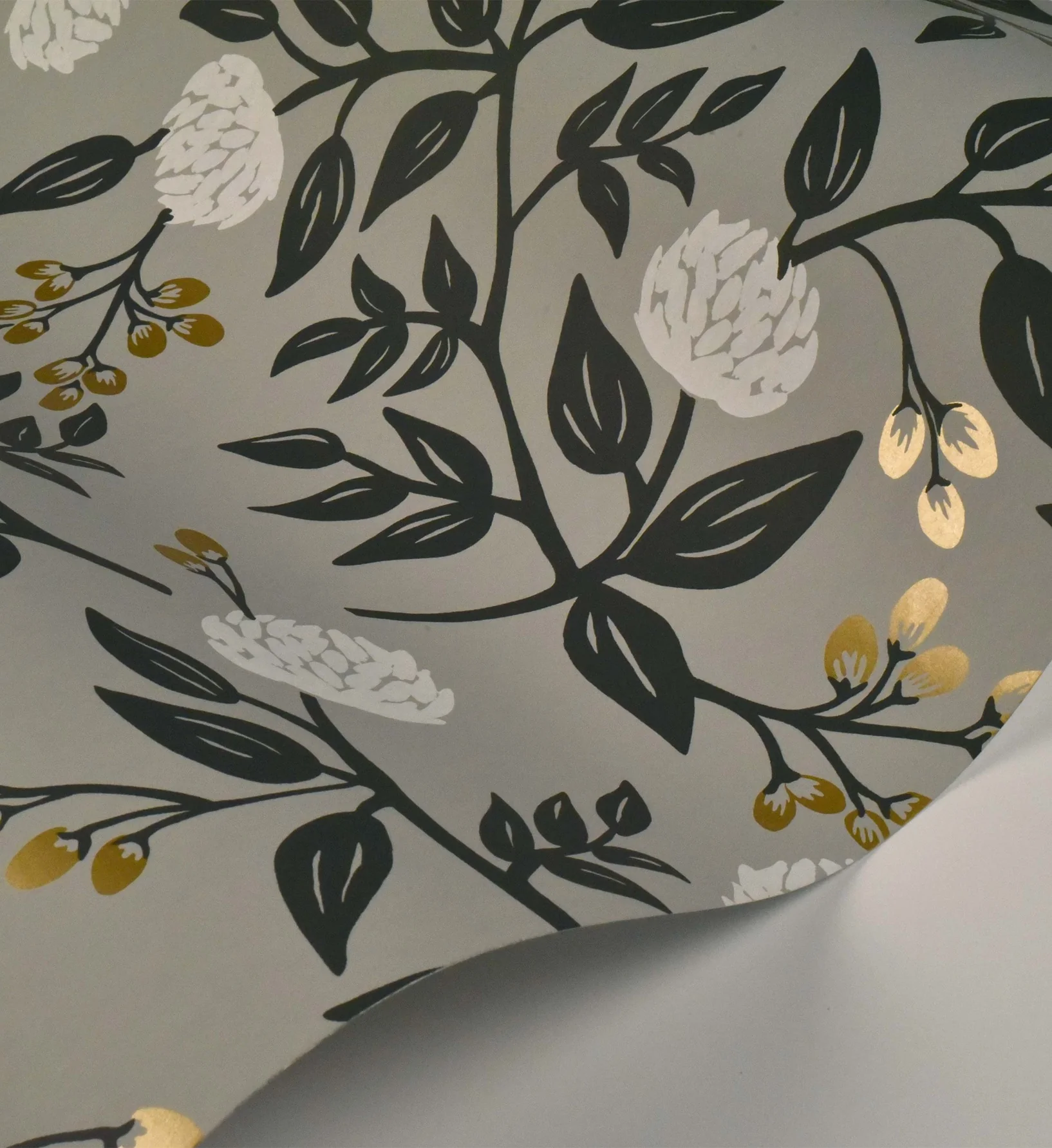 Peonies Wallpaper - Grey - Image 3