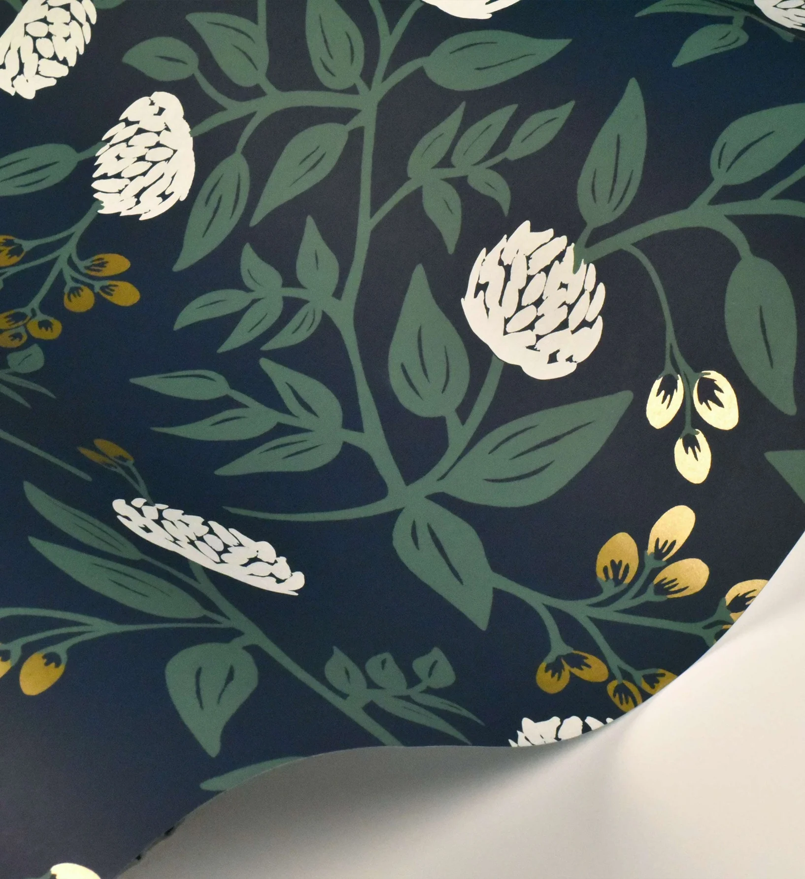 Peonies Wallpaper - Navy - Image 3