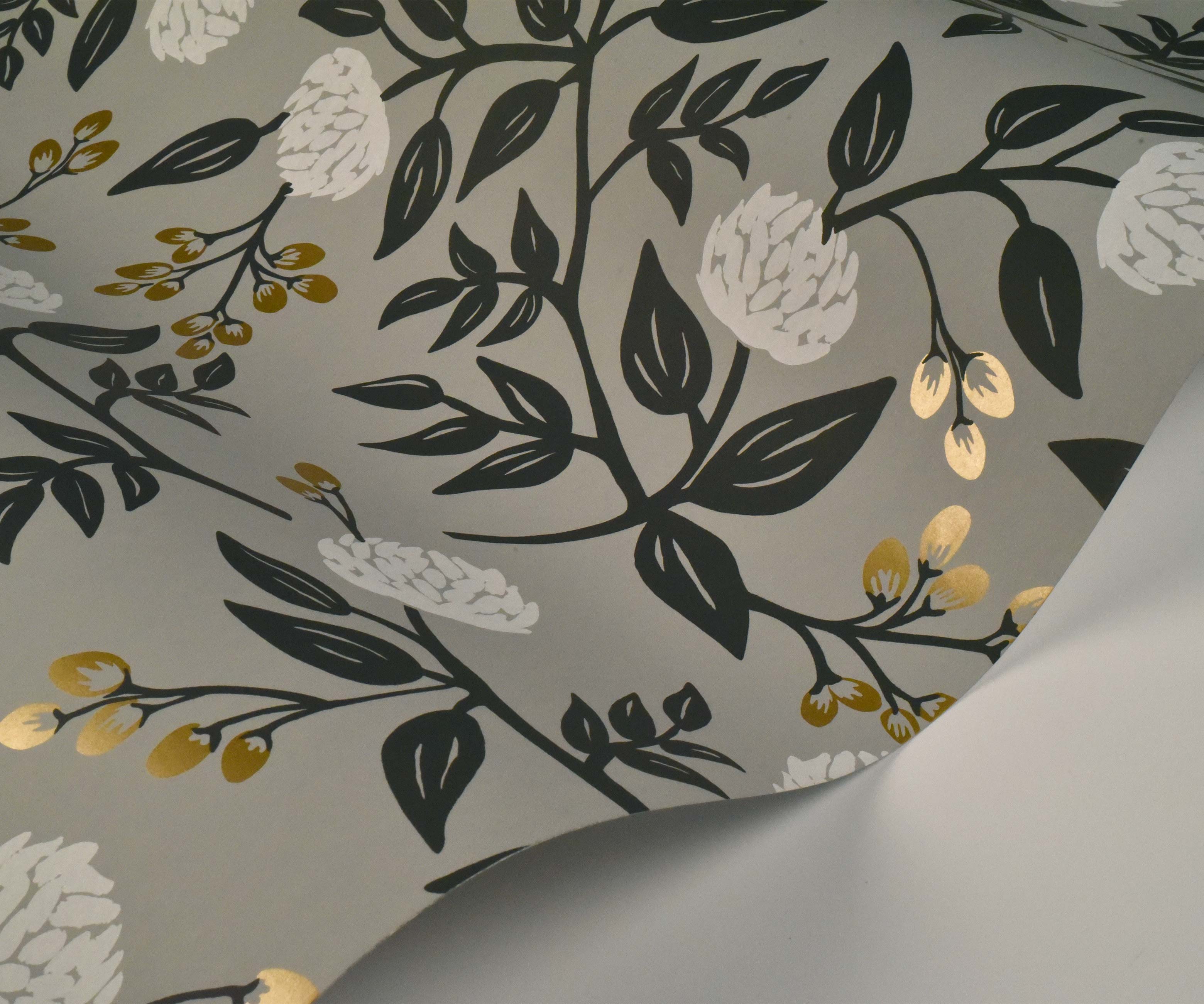 Peonies Wallpaper Sample - Grey - Image 2