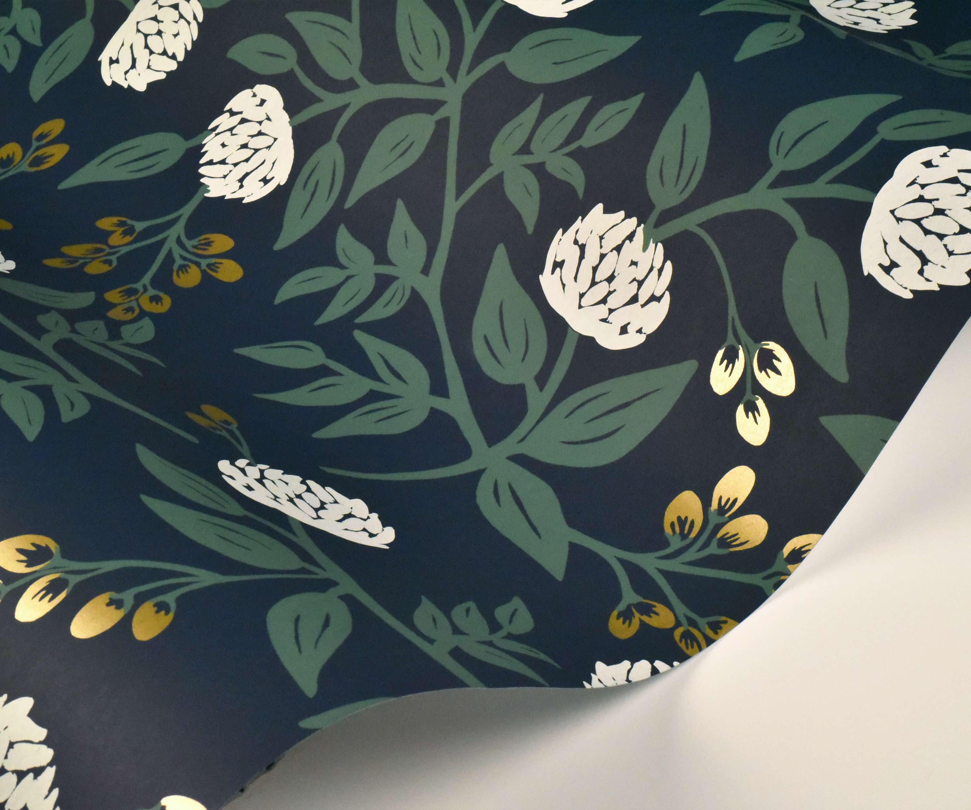 Peonies Wallpaper Sample - Navy - Image 2