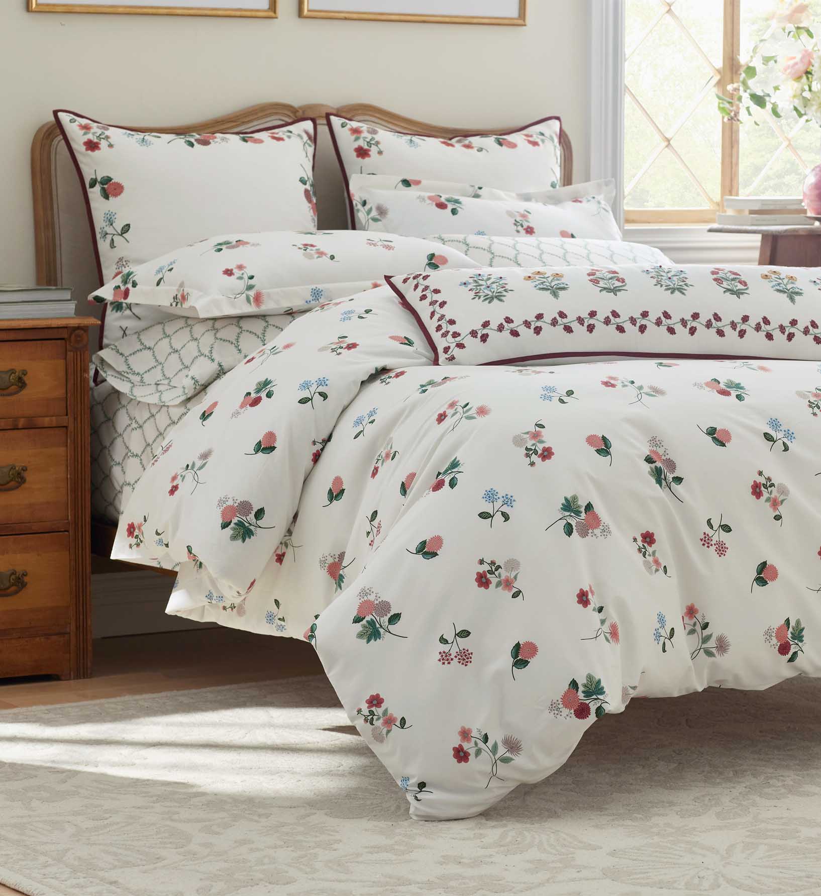 Percale Duvet Cover - Ditsy Dahlia Ivory - Image 2