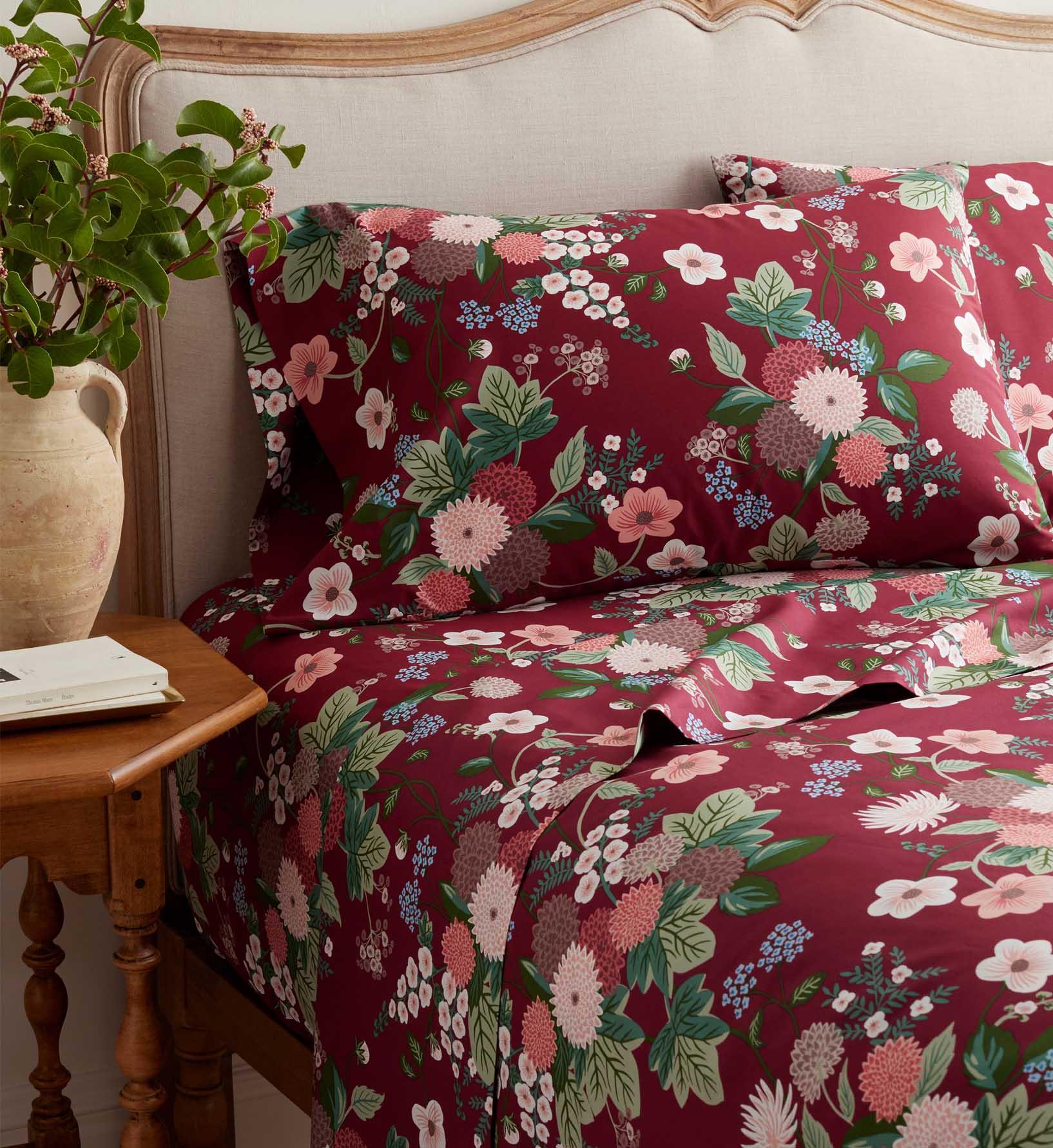 Percale Sheet Set - Dahlia Merlot - Image 2