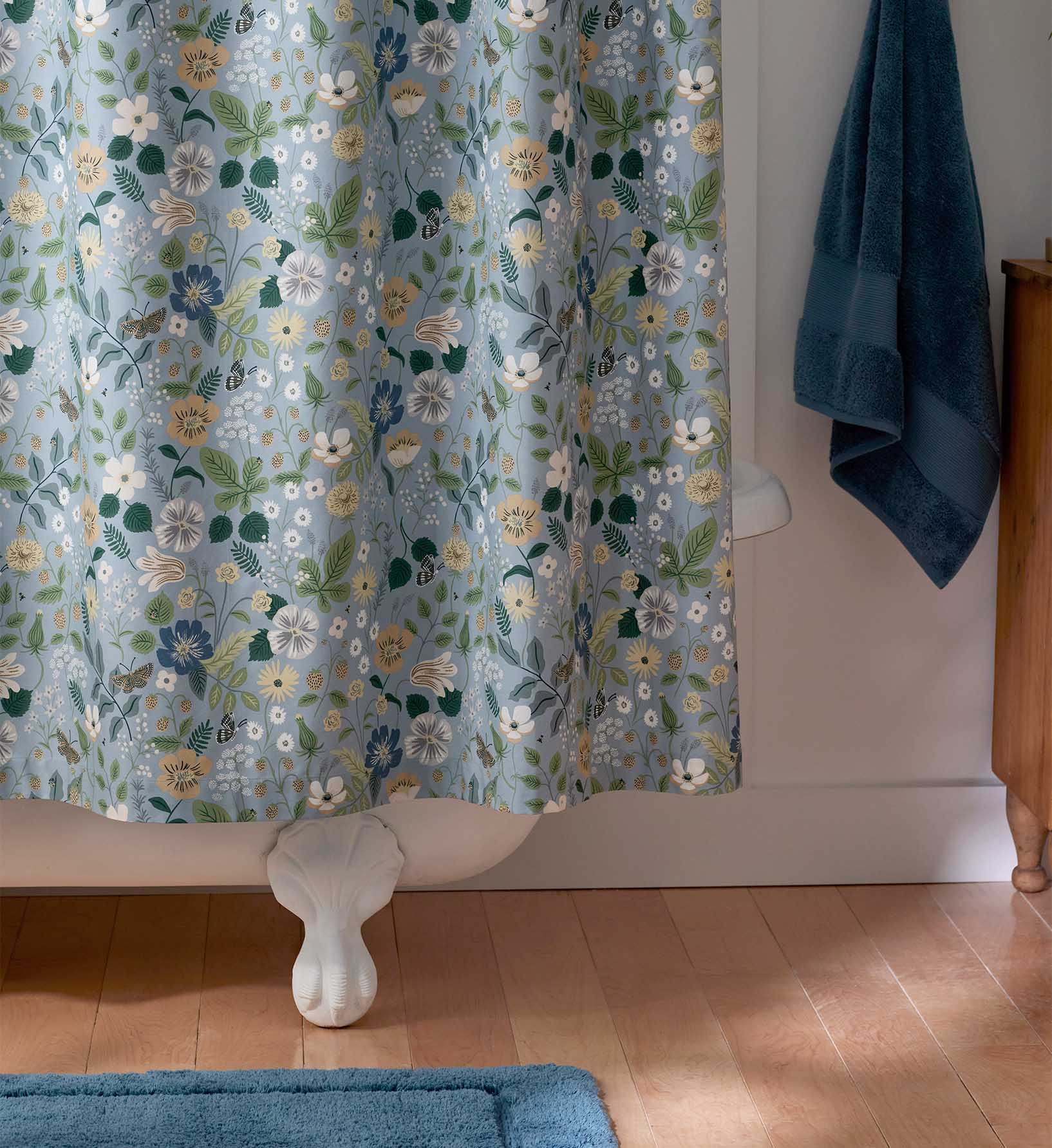 Percale Shower Curtain - Strawberry Fields Slate - Image 3