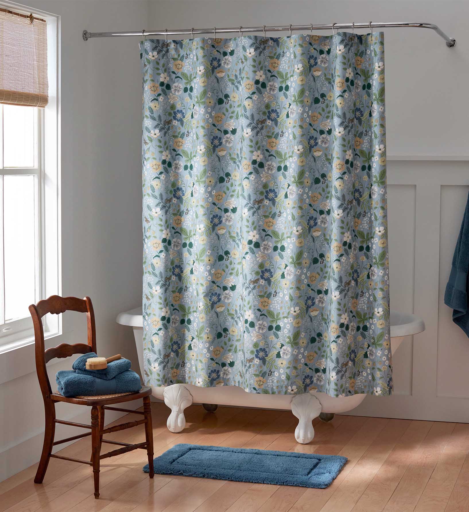 Percale Shower Curtain - Strawberry Fields Slate - Image 4