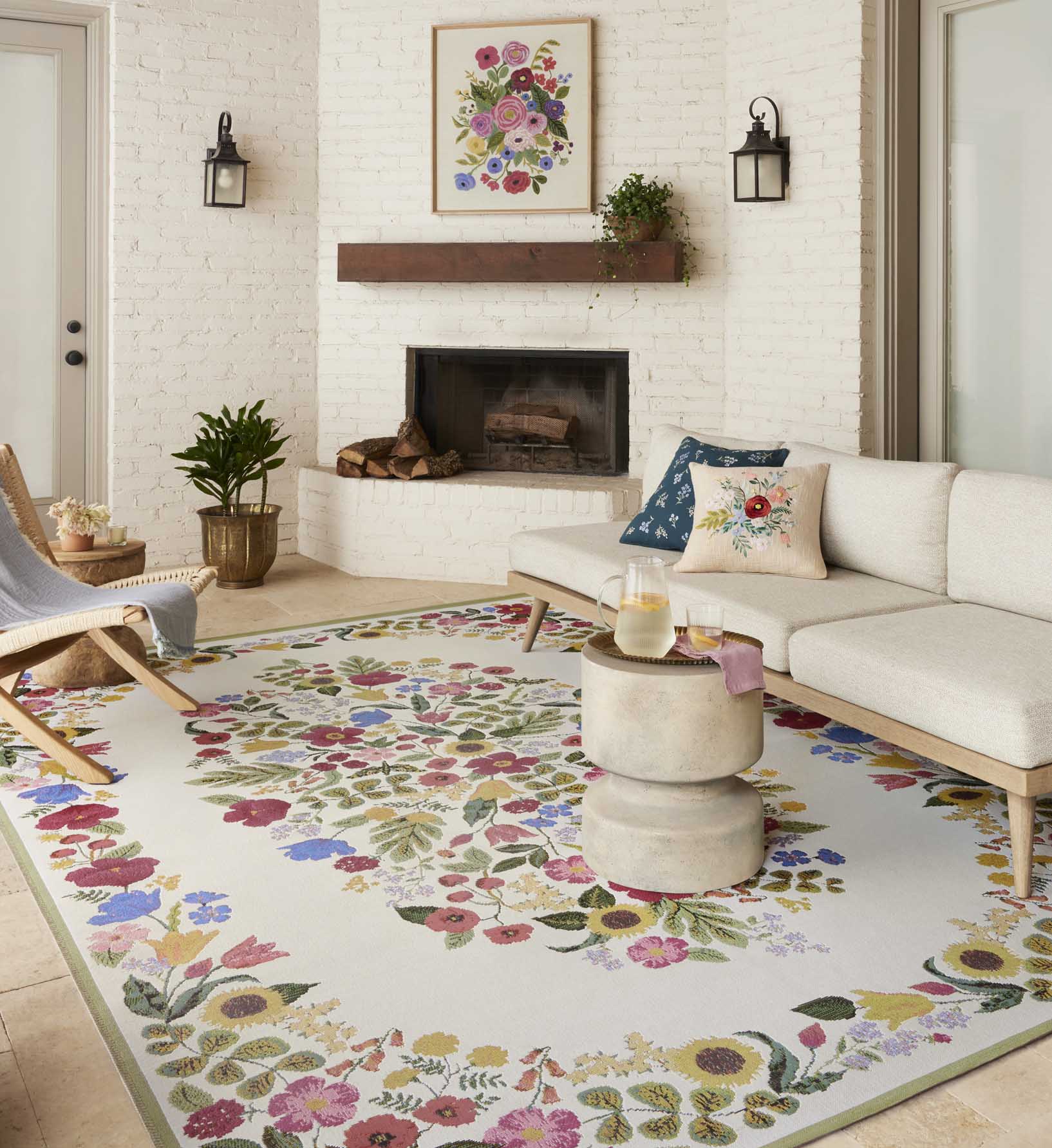 Perennial Blossom Power Loomed Rug - Cream - Image 2
