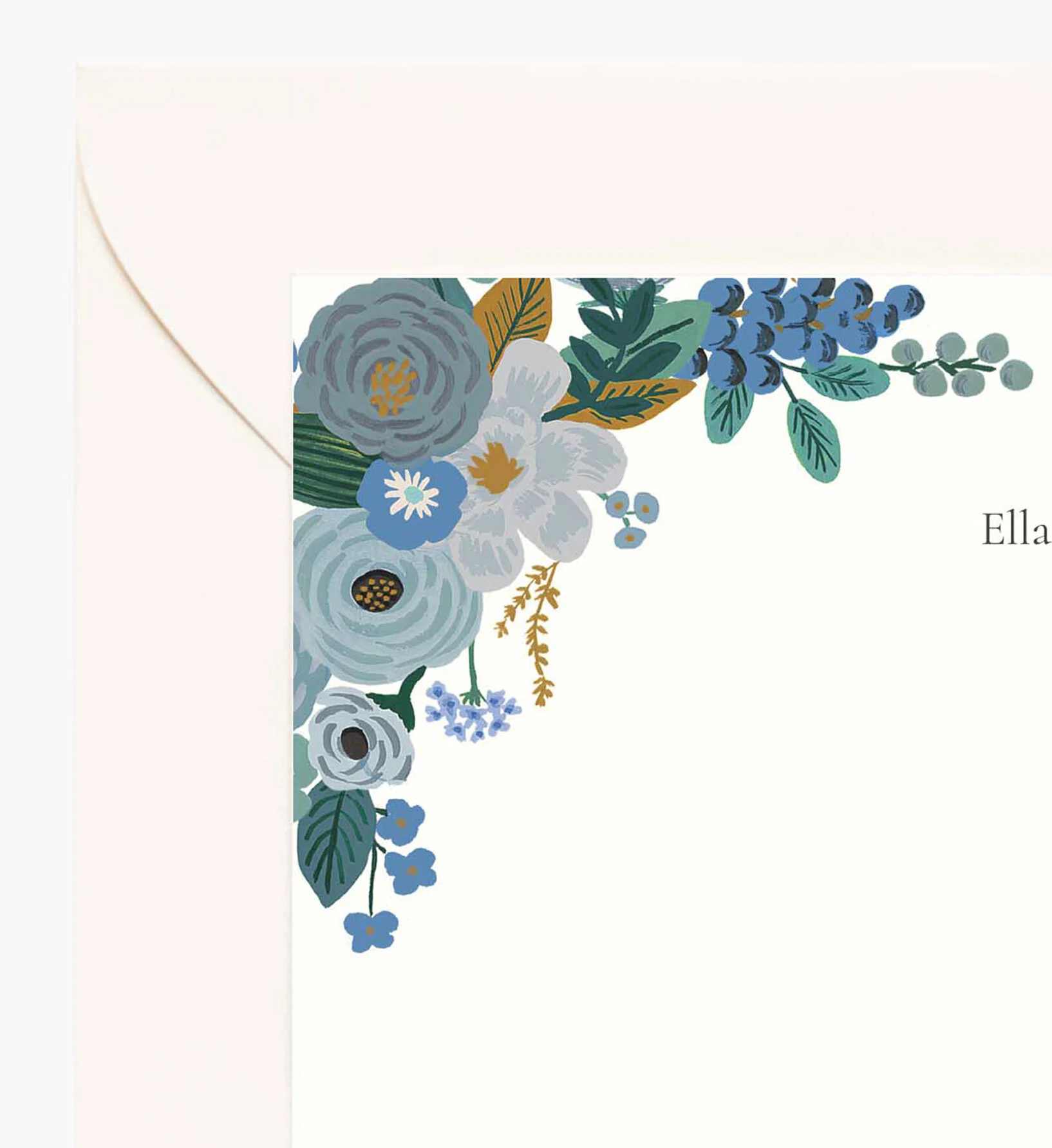 Floral Personalized Stationery  - Garden Party Blue - Image 2