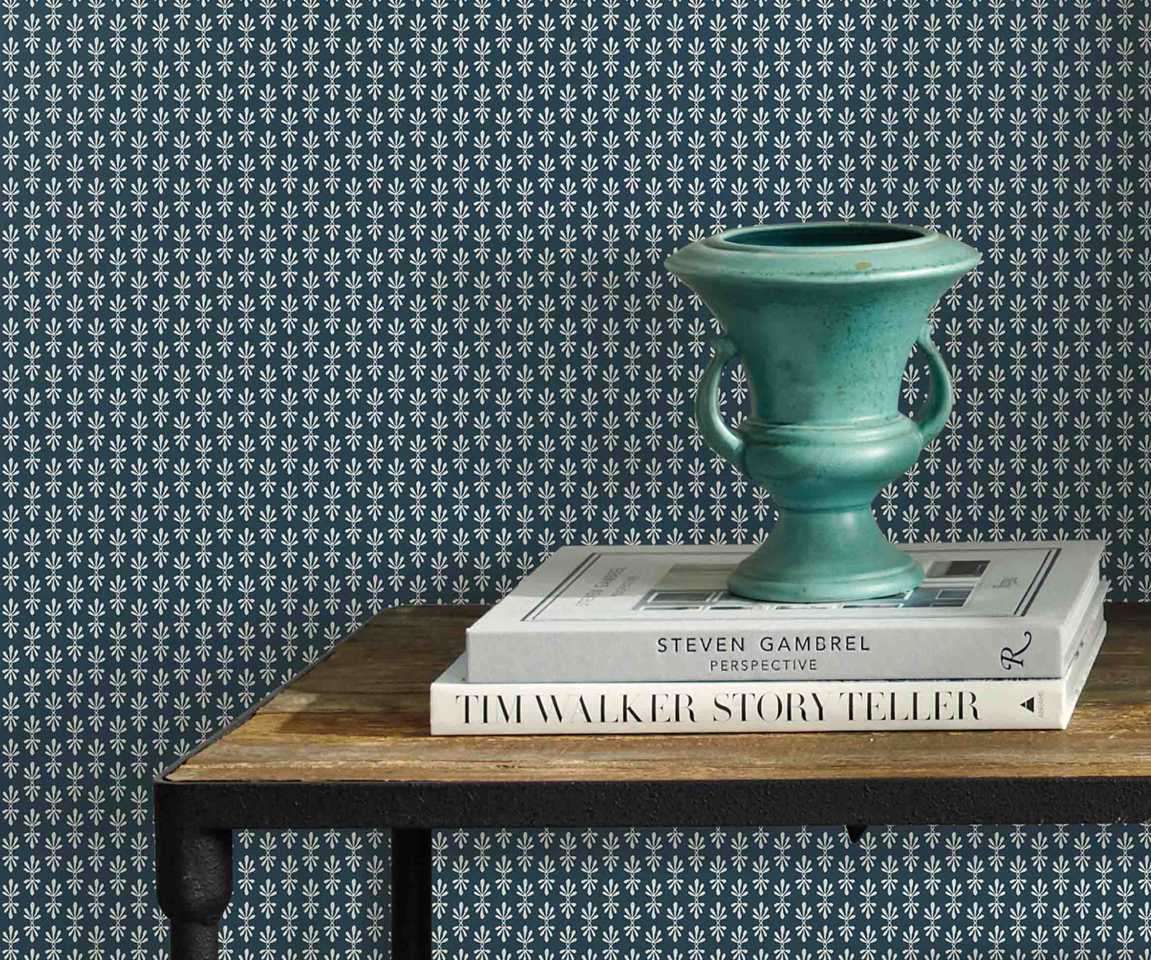 Petal Wallpaper Sample - Teal & White - Image 3