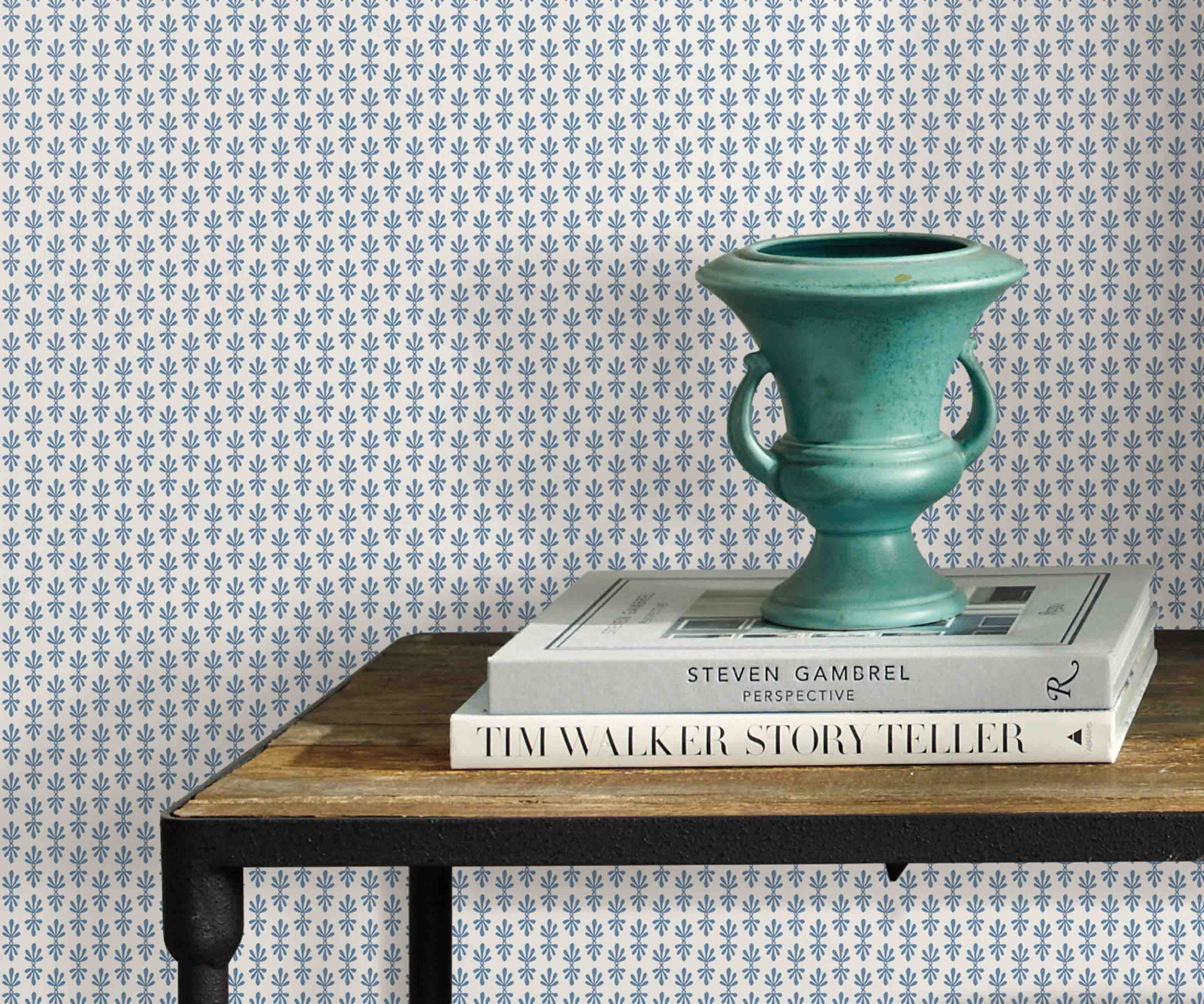 Petal Wallpaper Sample - White & Blue - Image 3
