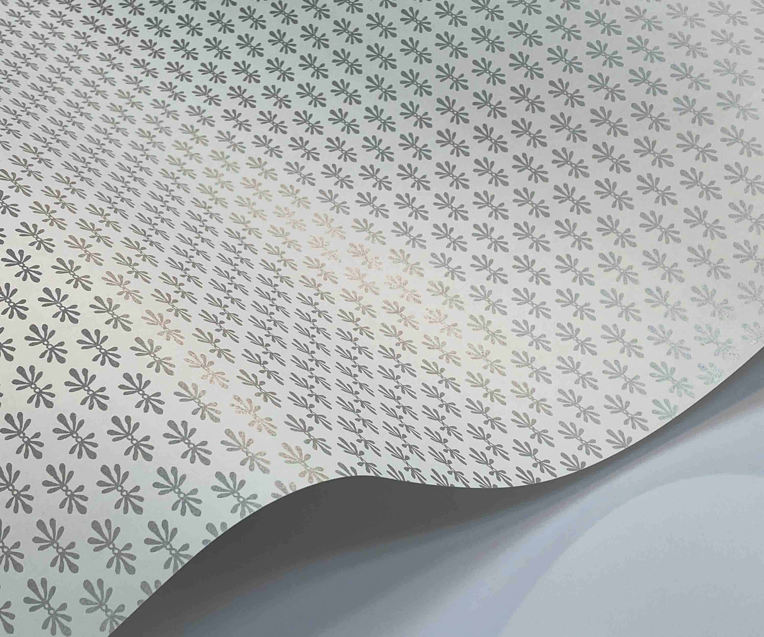 Petal Wallpaper Sample - White & Metallic Silver - Image 2