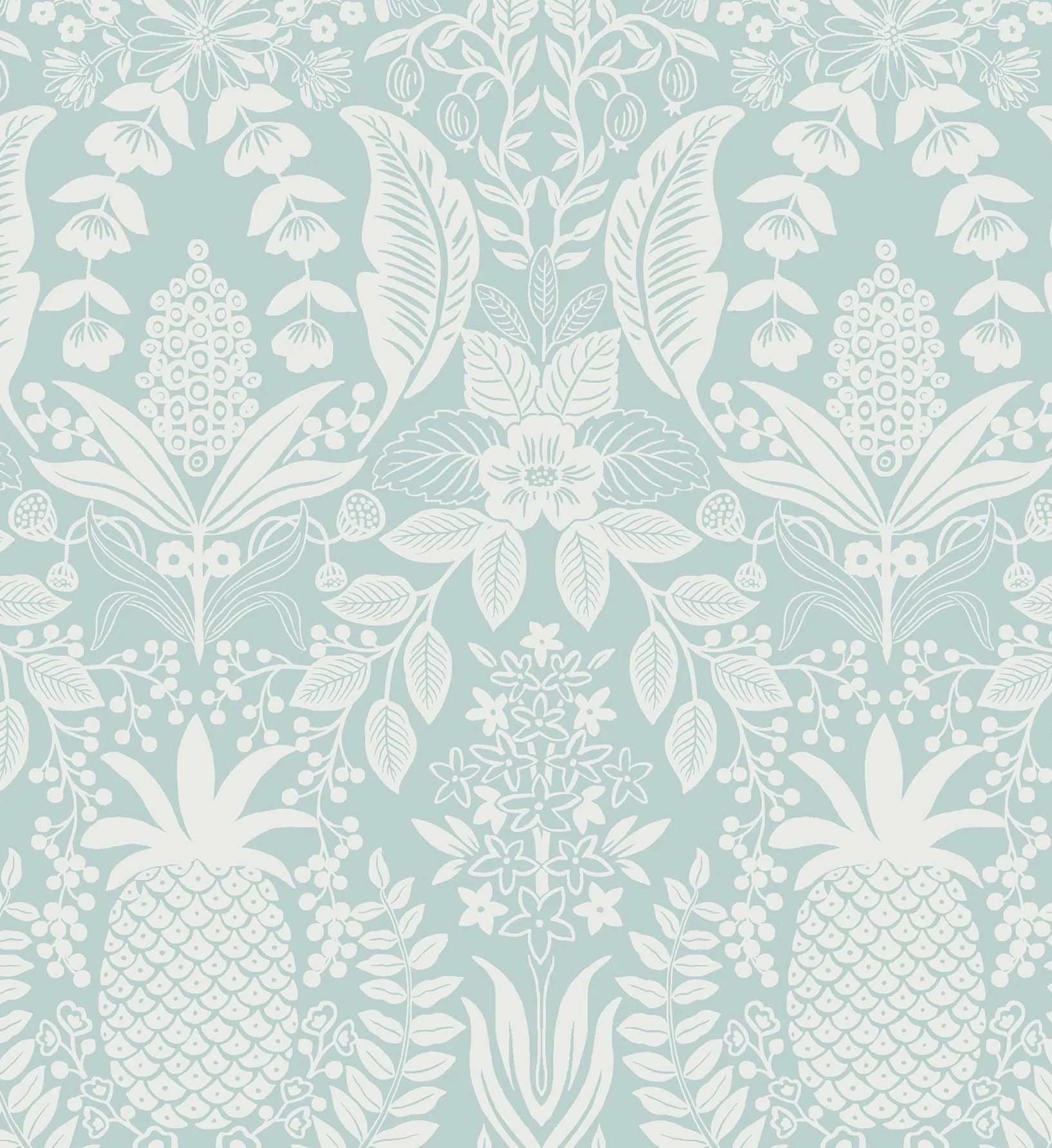 Pineapple Damask Wallpaper - Light Blue - Image 3