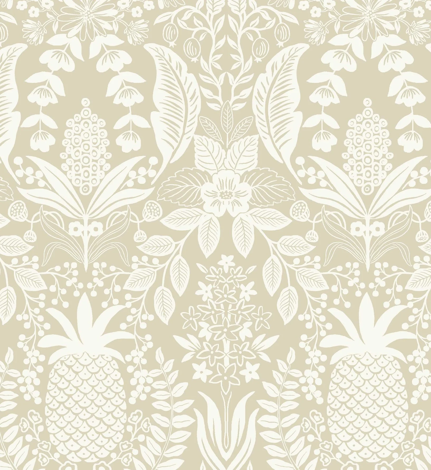 Pineapple Damask Wallpaper - Linen - Image 3