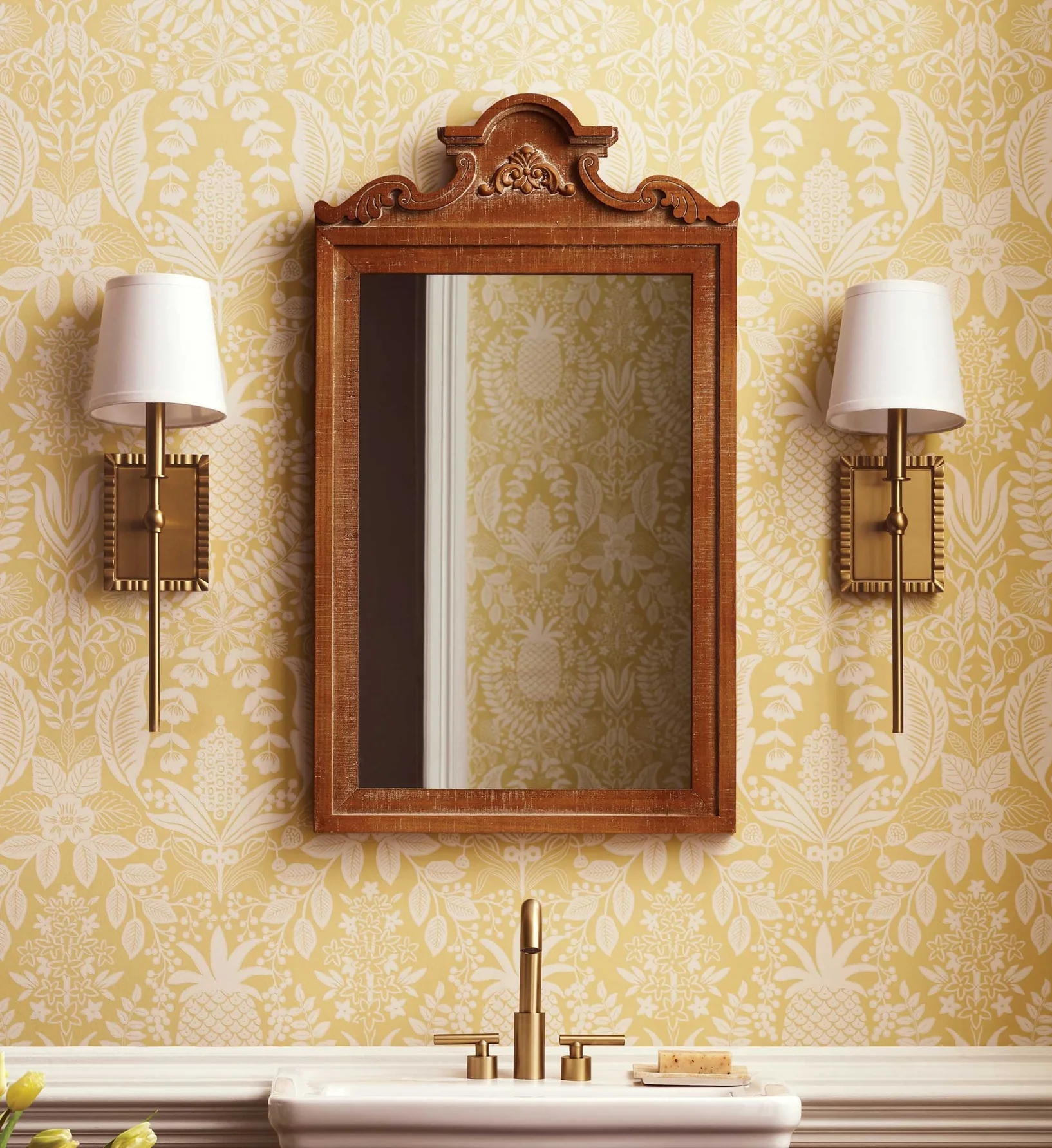 Pineapple Damask Wallpaper - Yellow - Image 2