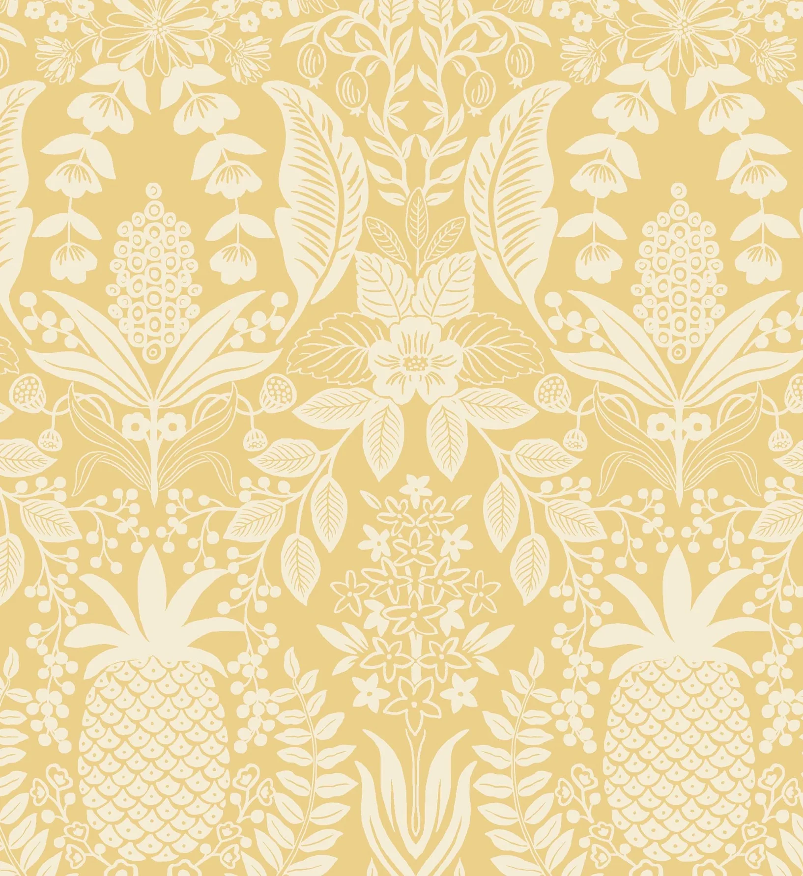 Pineapple Damask Wallpaper - Yellow - Image 3