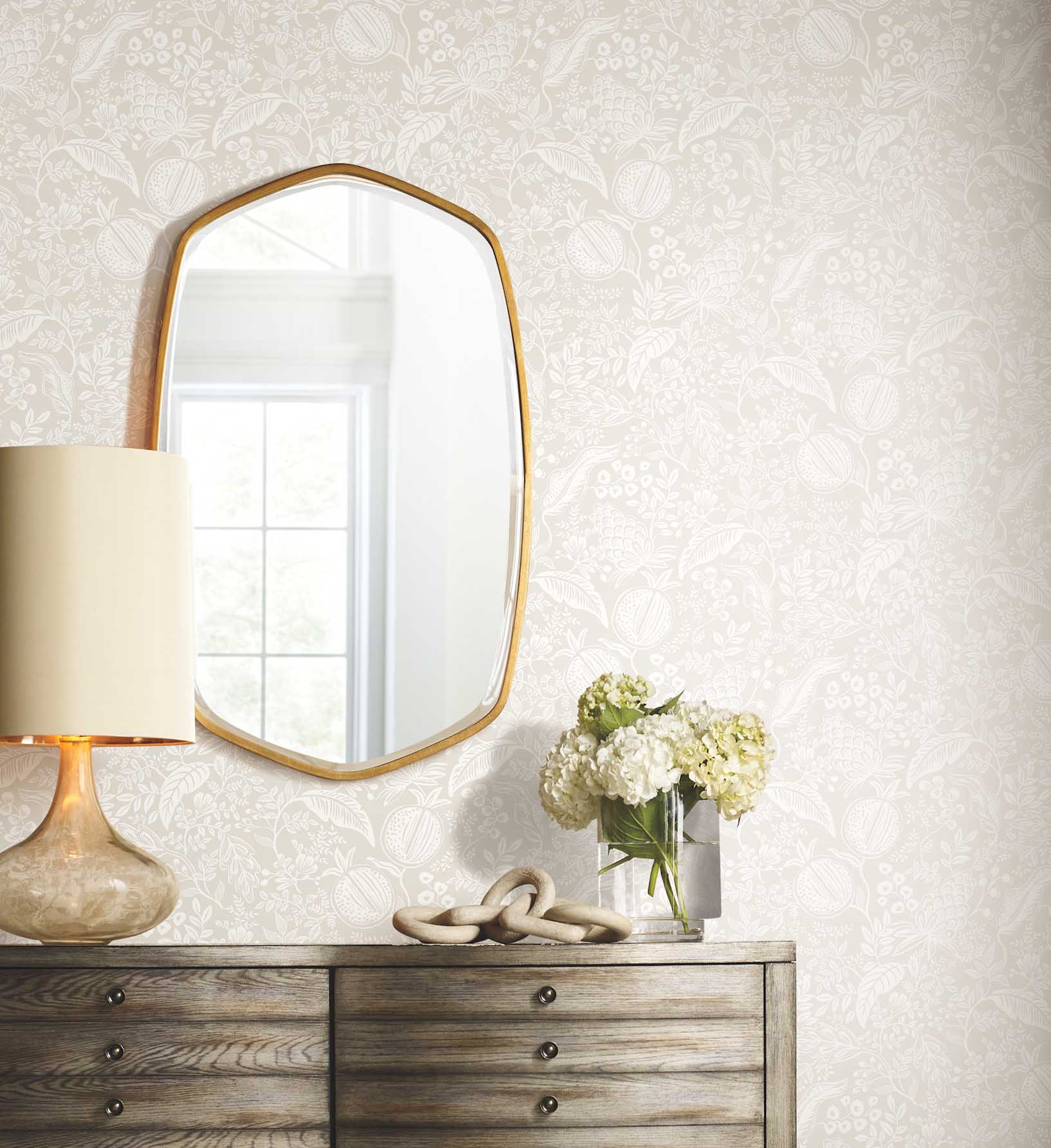 Pomegranate Peel & Stick Wallpaper - Beige & White - Image 2