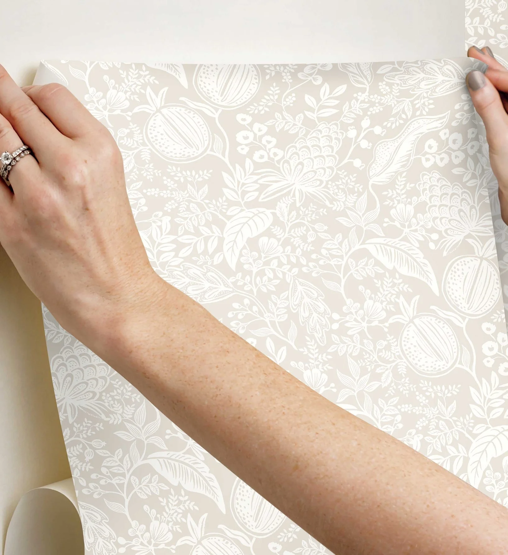 Pomegranate Peel & Stick Wallpaper - Beige & White - Image 4