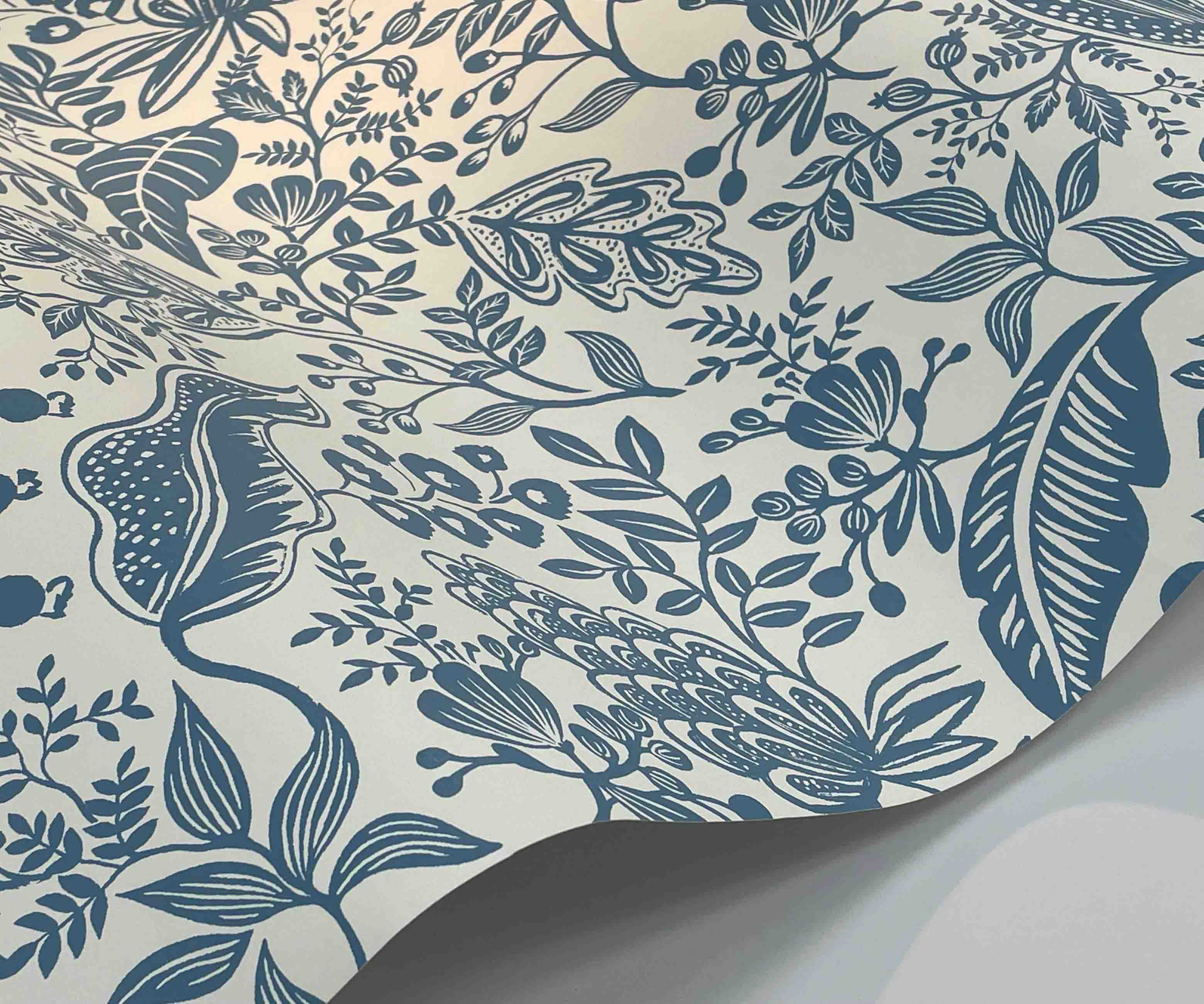 Pomegranate Wallpaper Sample - White & Blue - Image 2