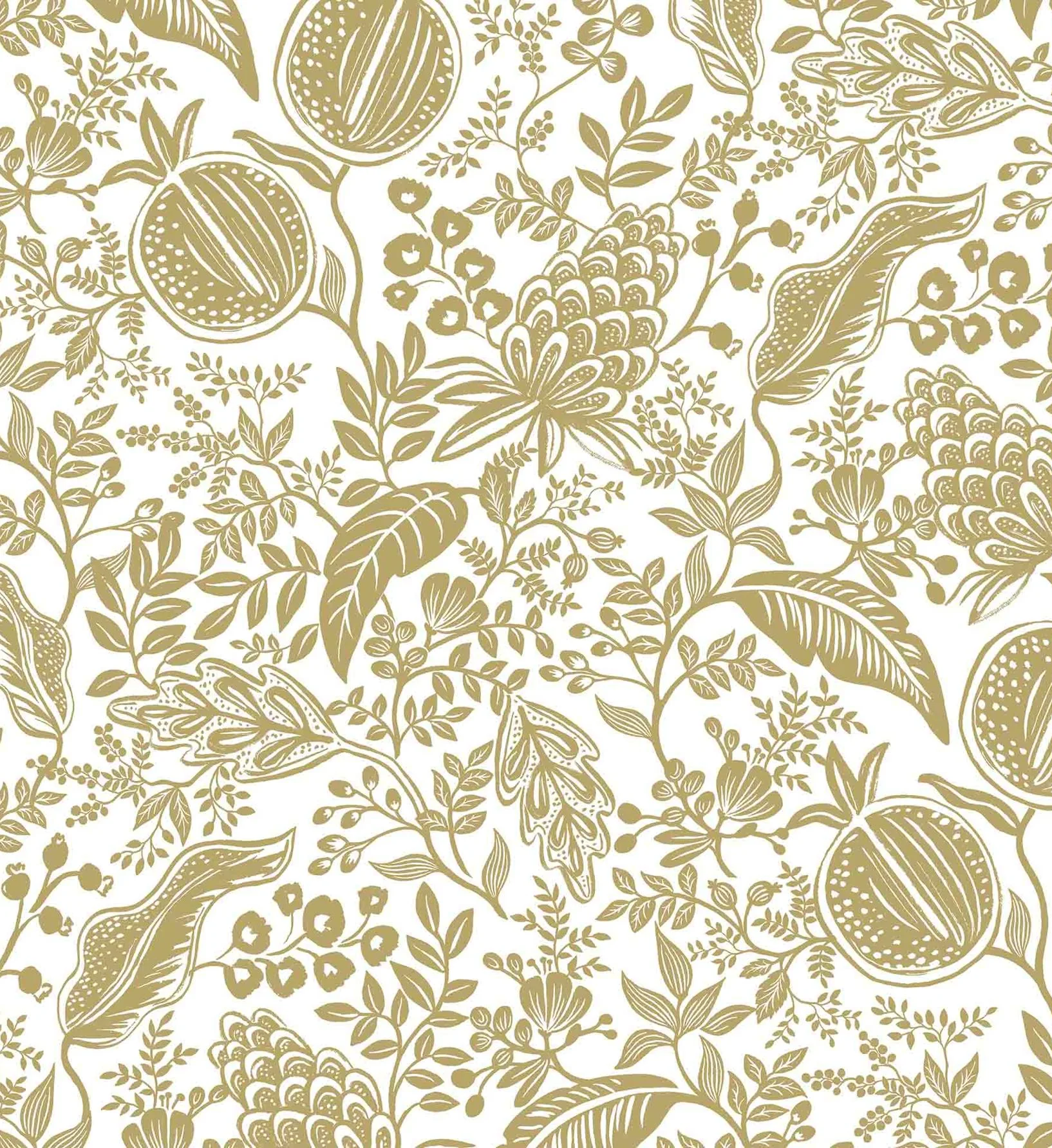 Pomegranate Wallpaper - White & Metallic Gold - Image 3