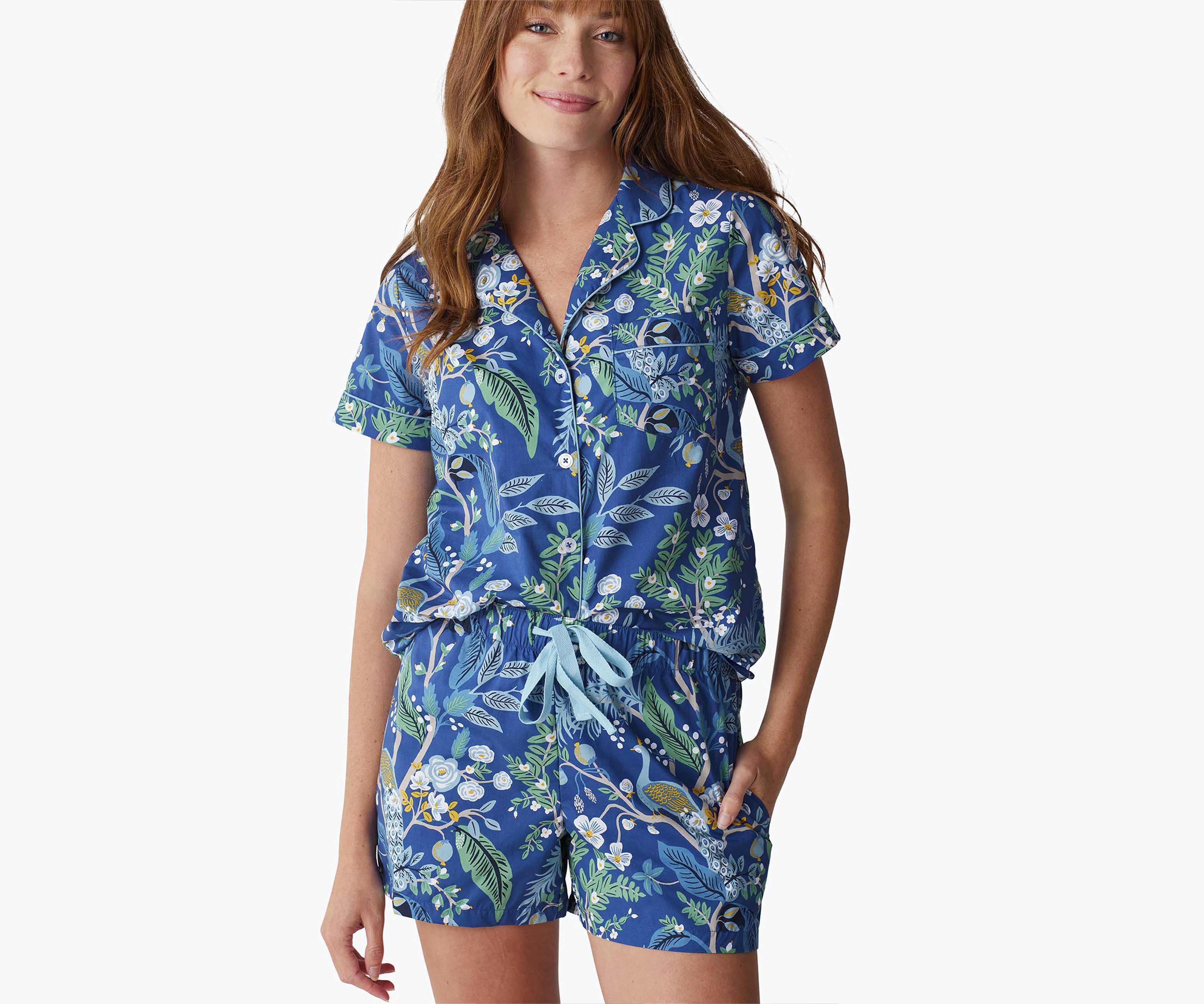 Poplin Button Front Short Set - Peacock - Image 3