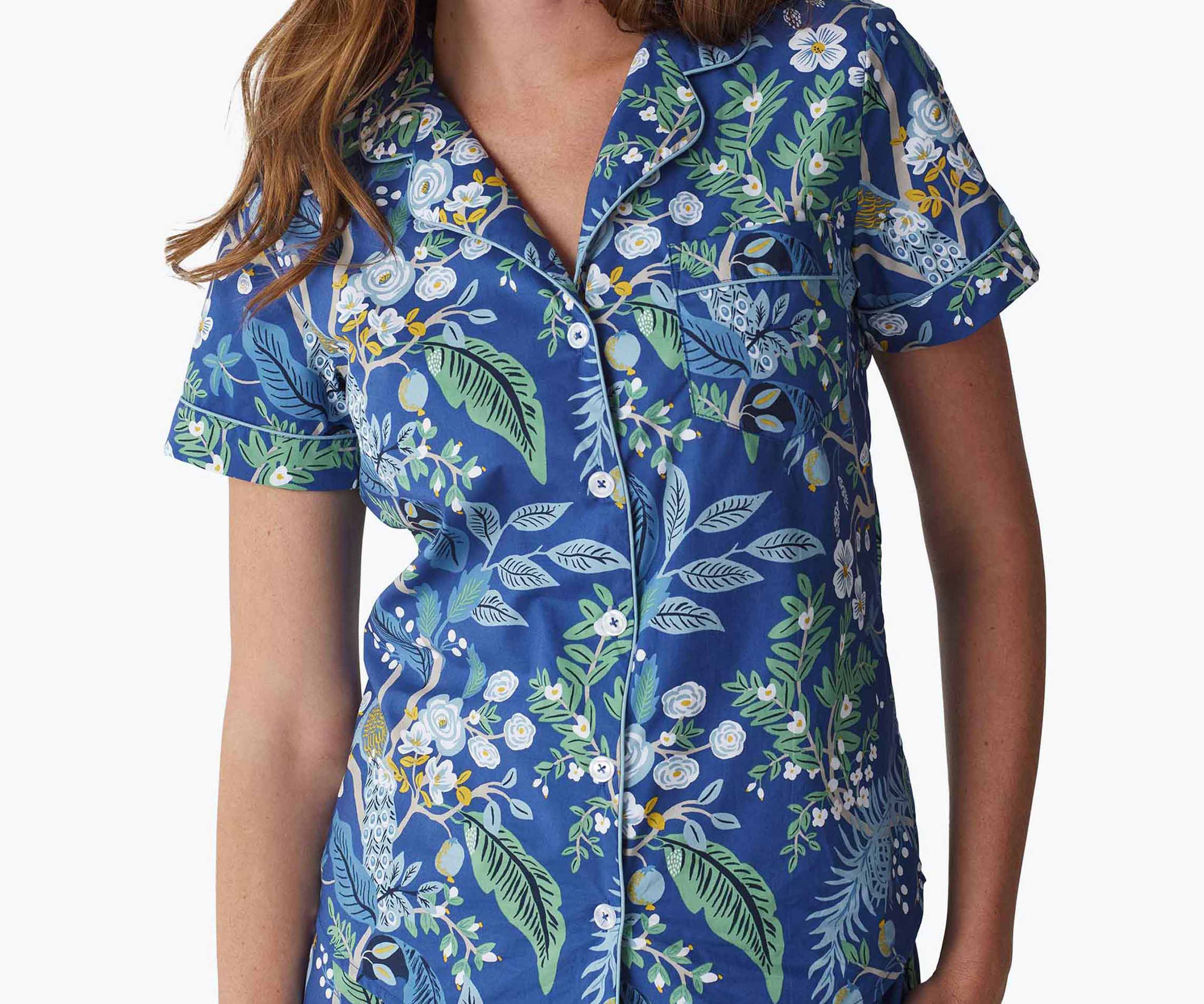 Poplin Button Front Short Set - Peacock - Image 4