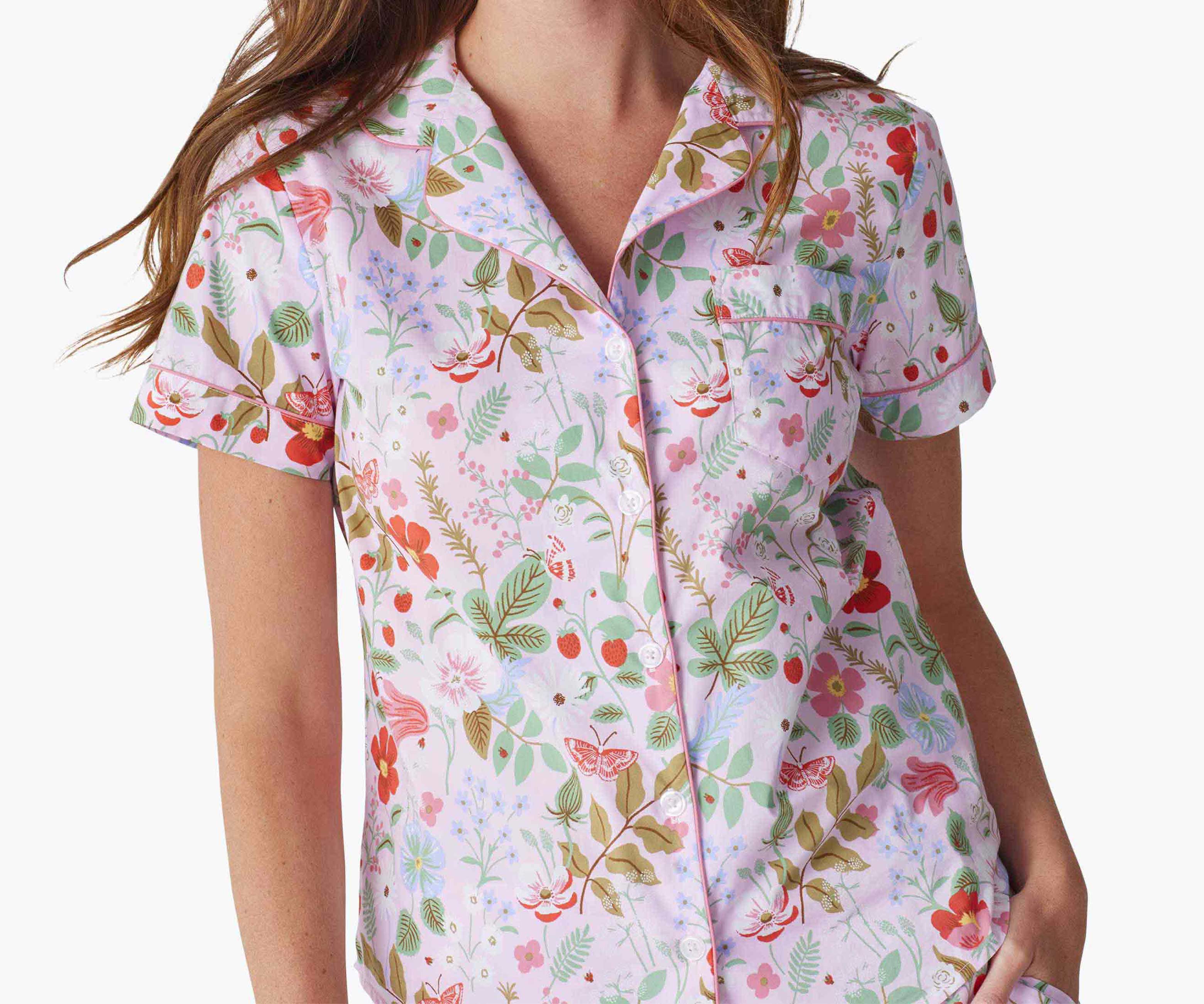Poplin Button Front Short Set - Strawberry Fields - Image 3
