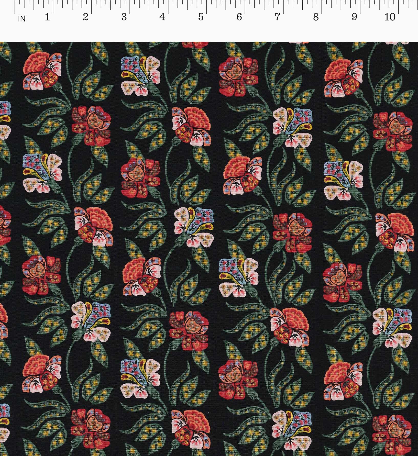 Posy Cotton Fabric - Black - Image 2