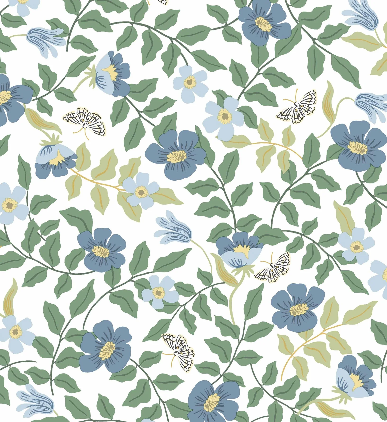 Primrose Peel & Stick Wallpaper - Blue & Cream - Image 3