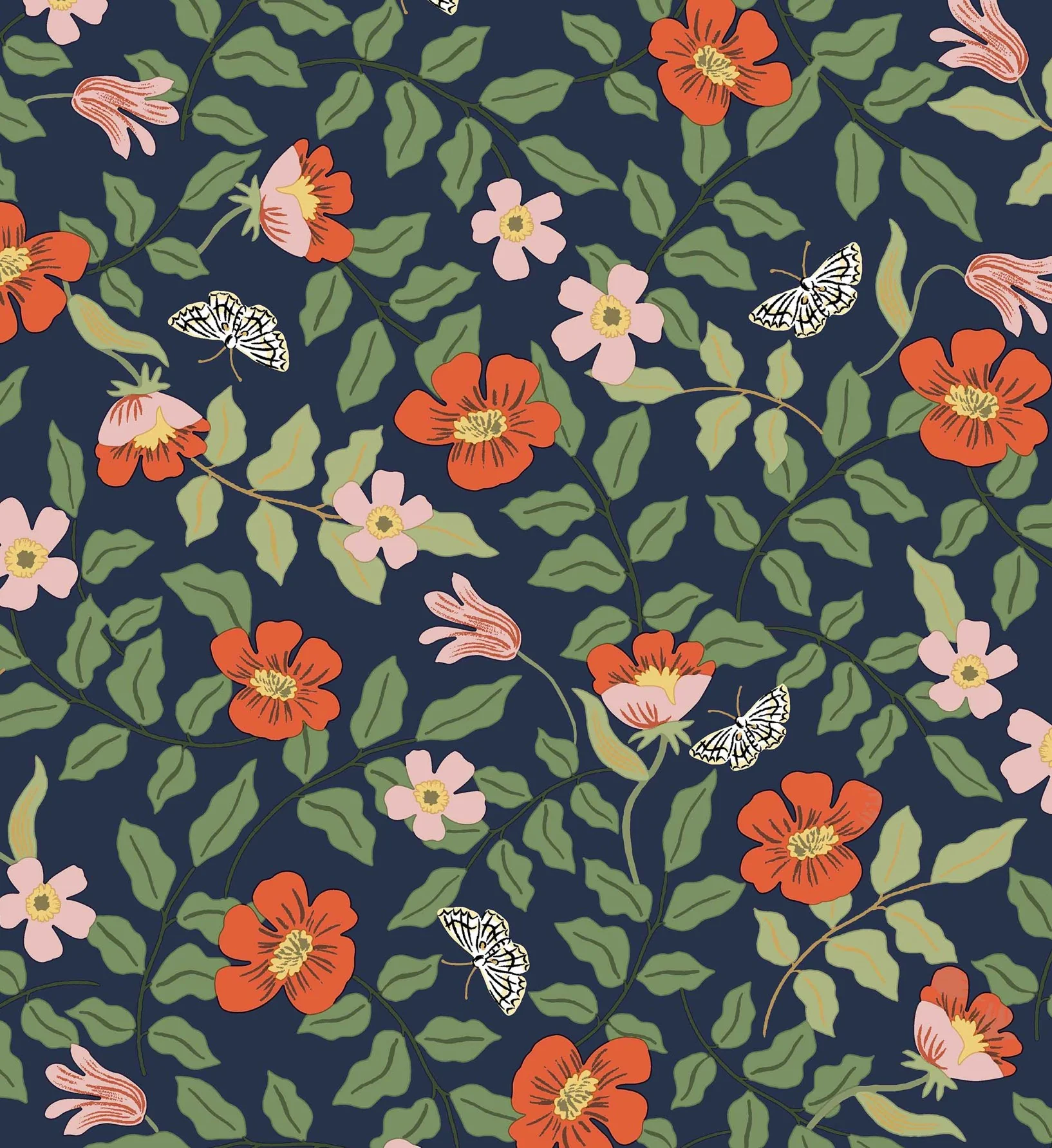Primrose Peel & Stick Wallpaper - Rose & Navy - Image 3