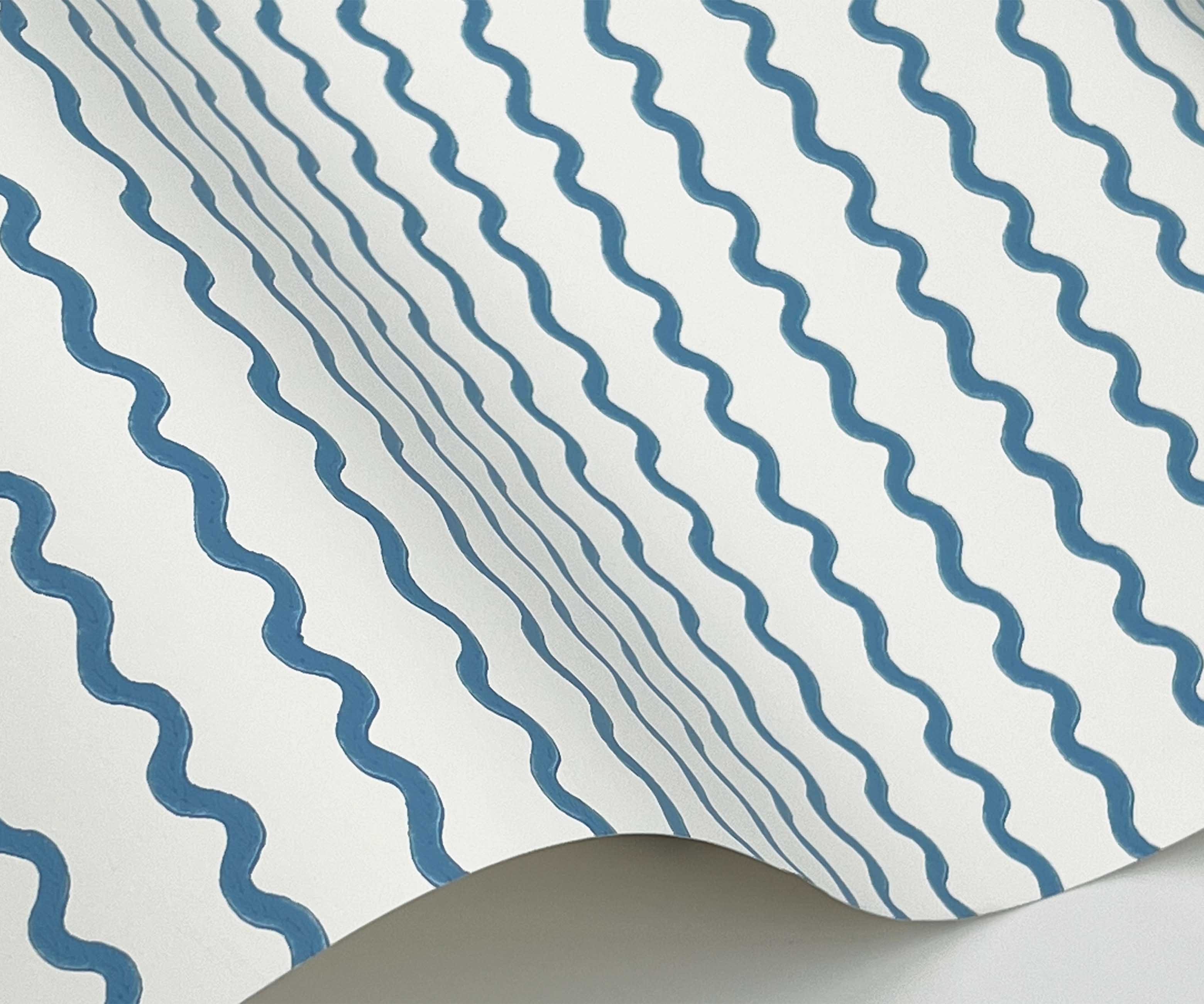 Rickrack Wallpaper Sample - Blue - Image 2
