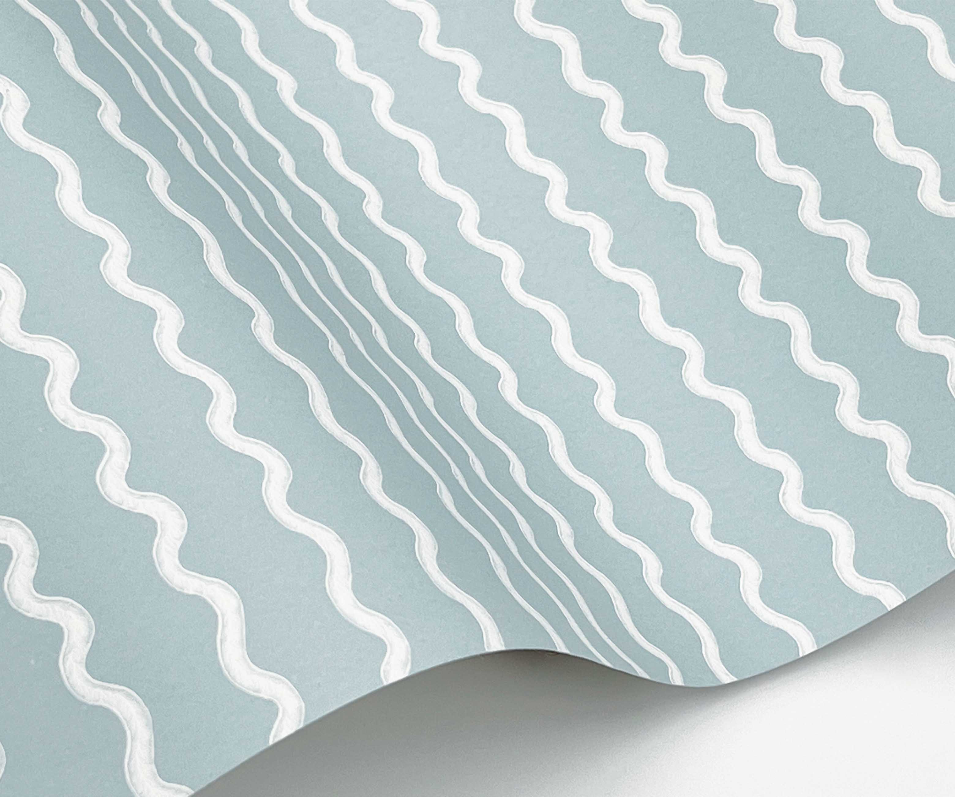 Rickrack Wallpaper Sample - Light Blue - Image 2