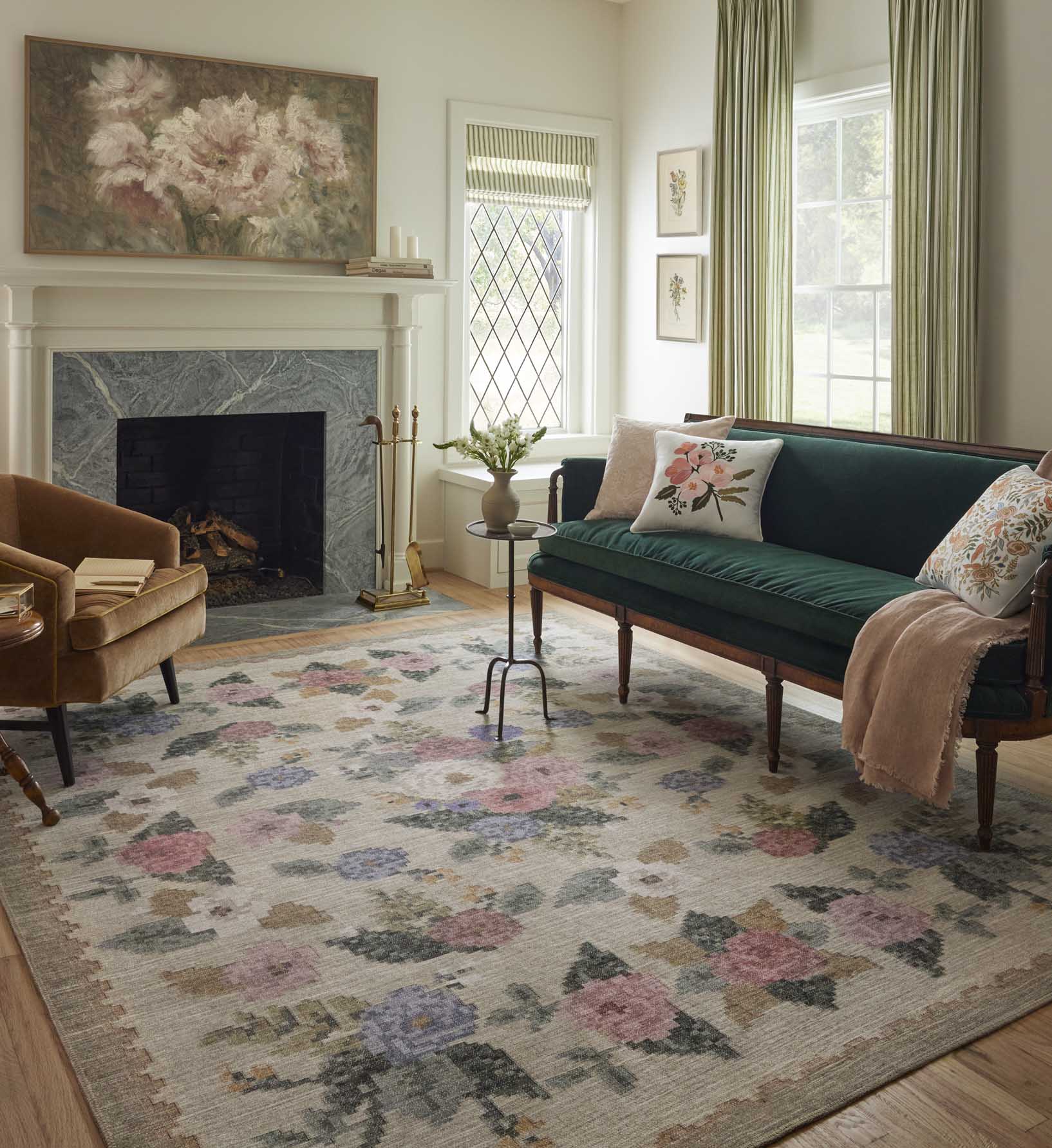 Rosa Antique Rose Power Loomed Rug - Cream - Image 2