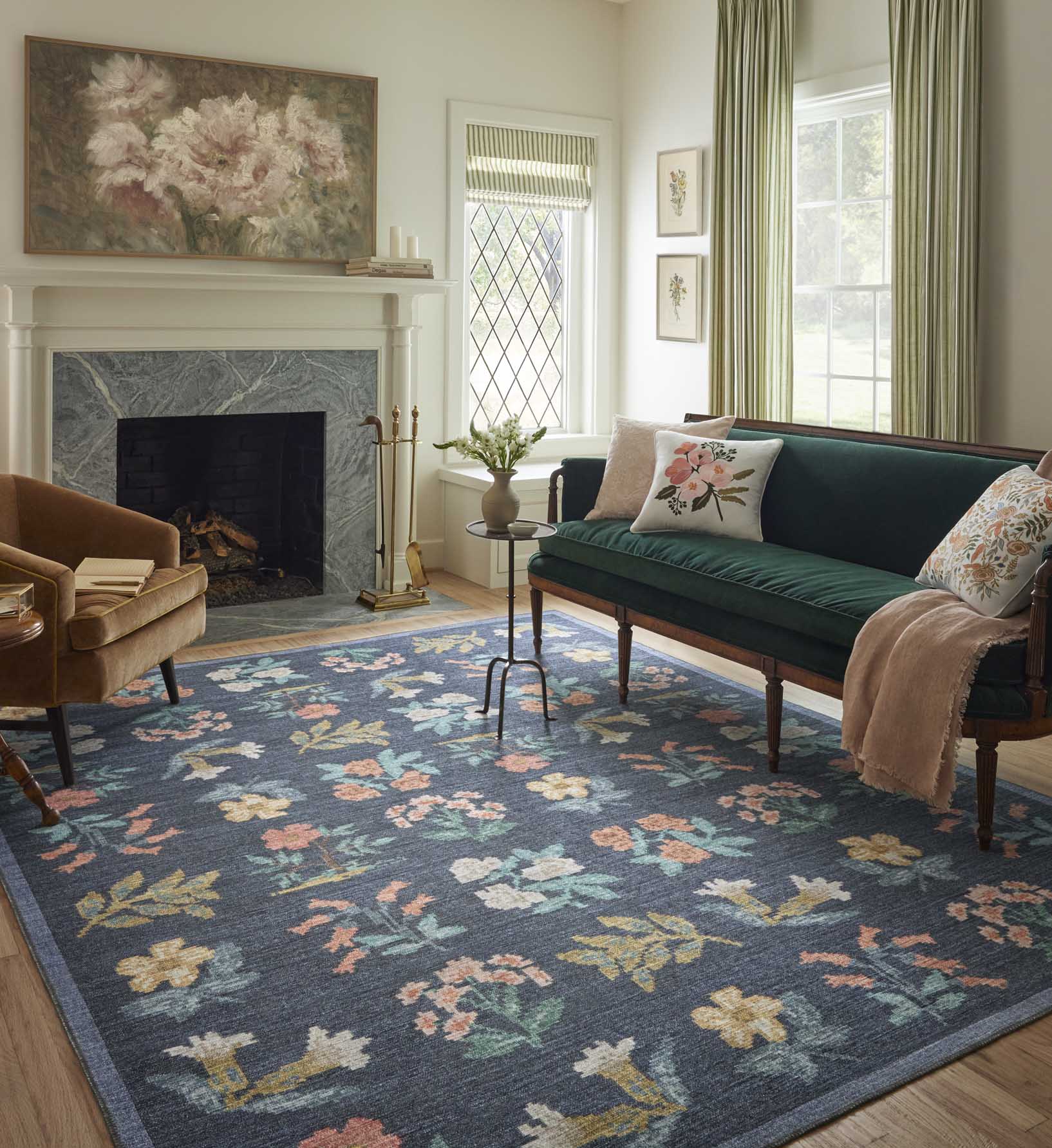 Rosa Hawthorne Power Loomed Rug - Navy - Image 2