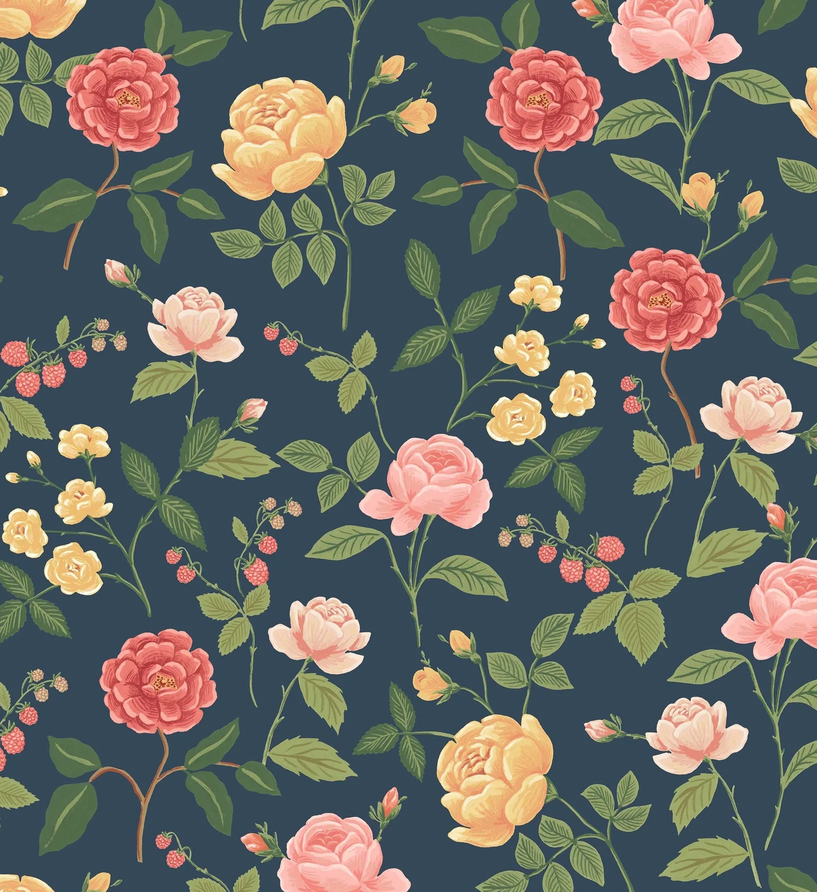 Roses Wallpaper - Navy - Image 3