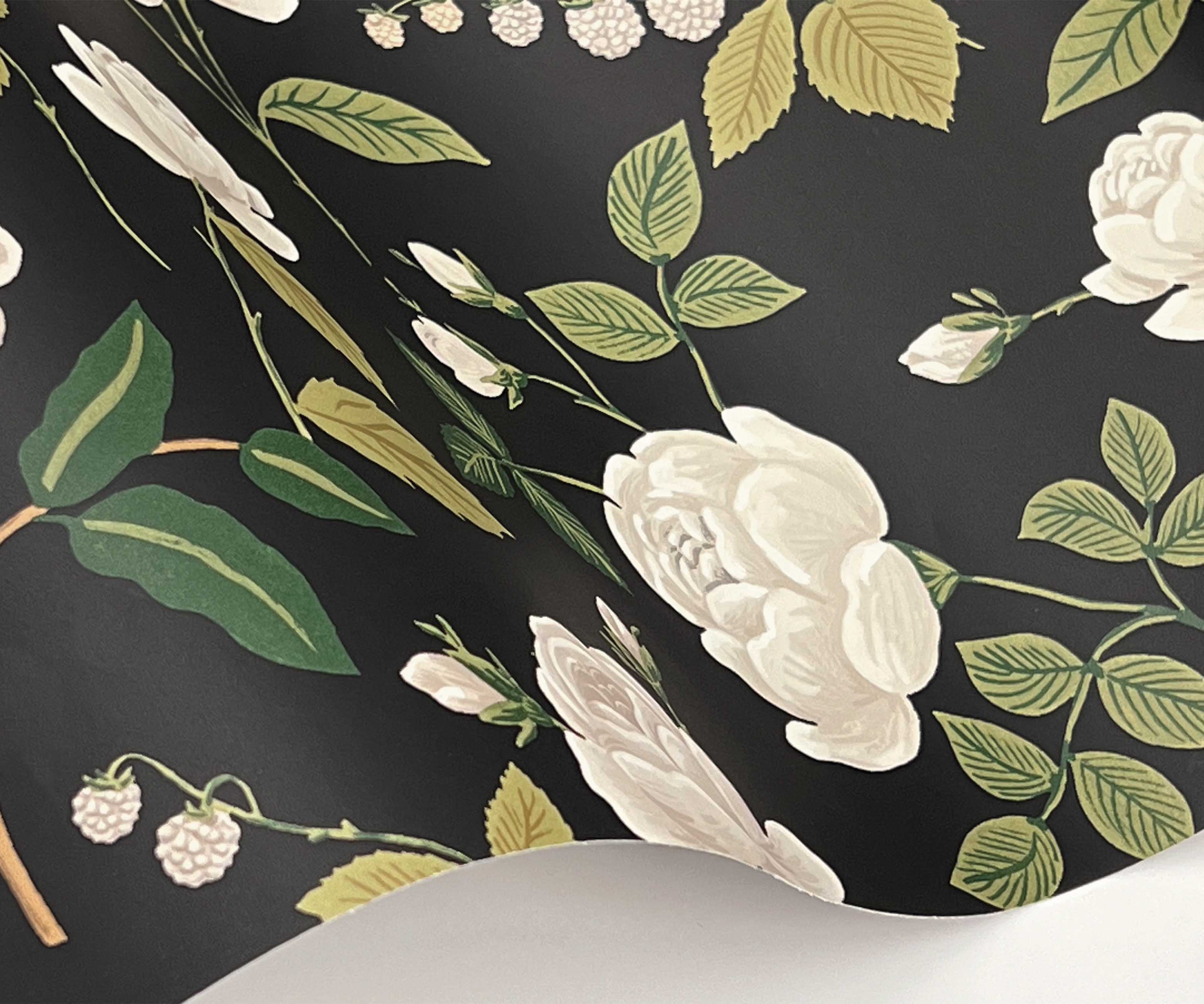 Roses Wallpaper Sample - Black - Image 2