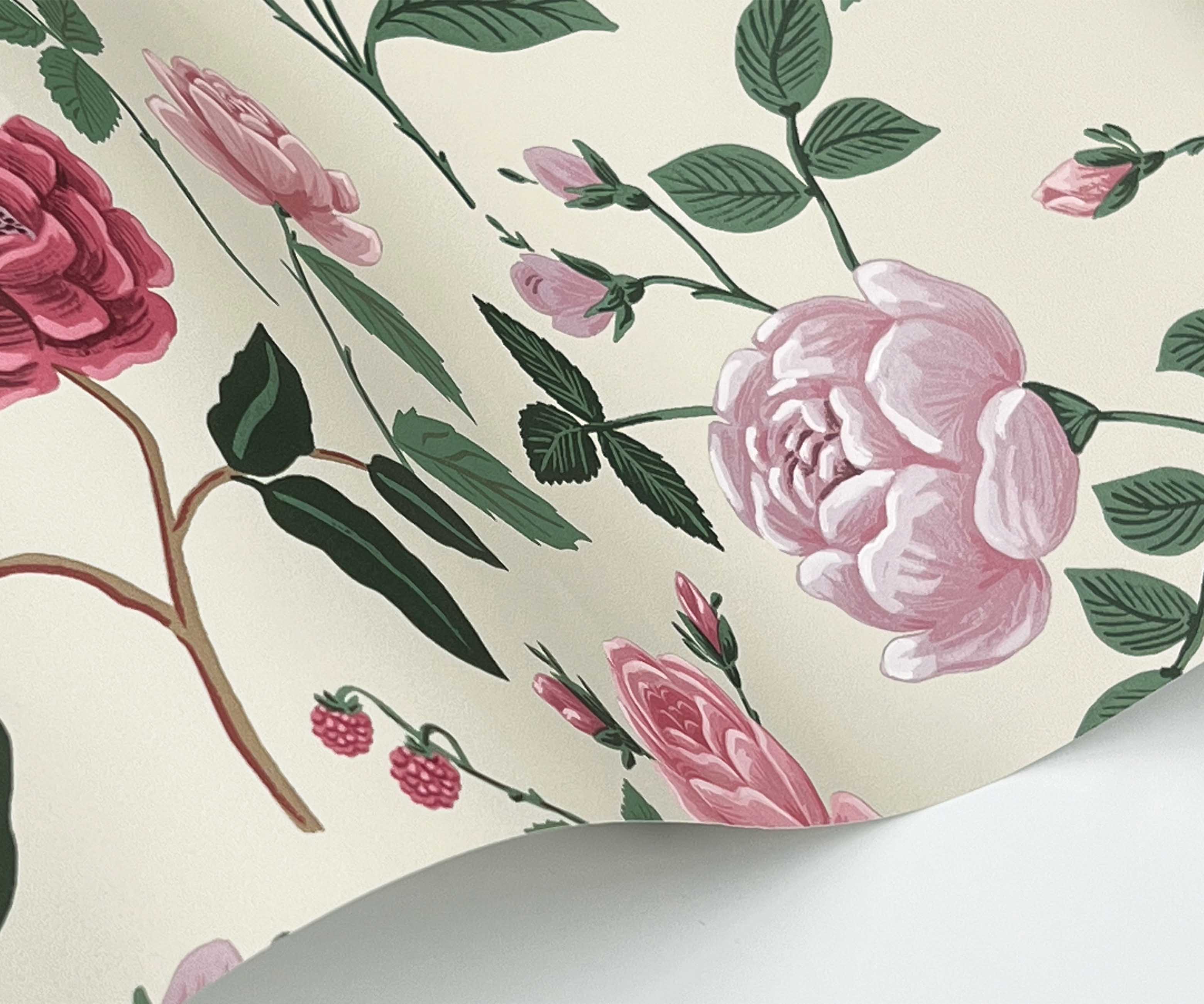 Roses Wallpaper Sample - Linen - Image 2