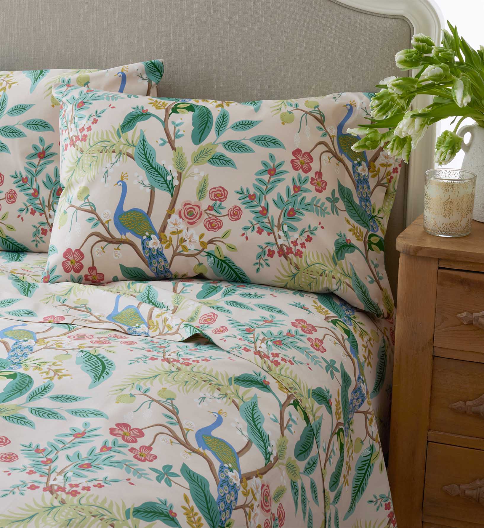 Sateen Fitted Sheet - Peacock Blush - Image 2
