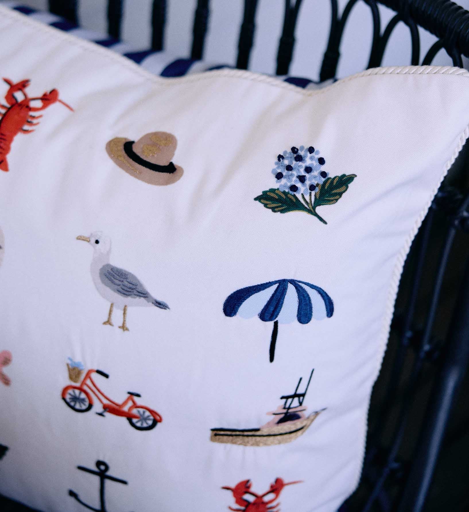 Seaside Embroidered Pillow - White - Image 2